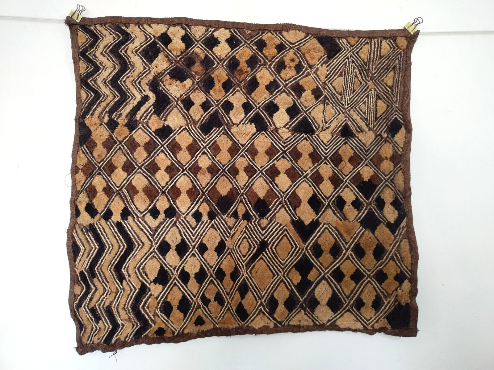vintage  Kuba Cloth Raffia Textile Traditional African Tribal Congo item893