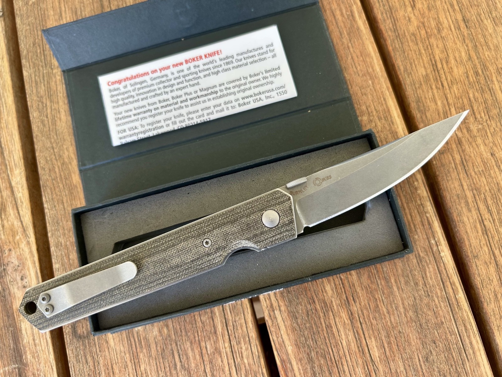 ADORABLE Lucas Burnley Boker Plus Kwaiken Flipper Micarta AUS8