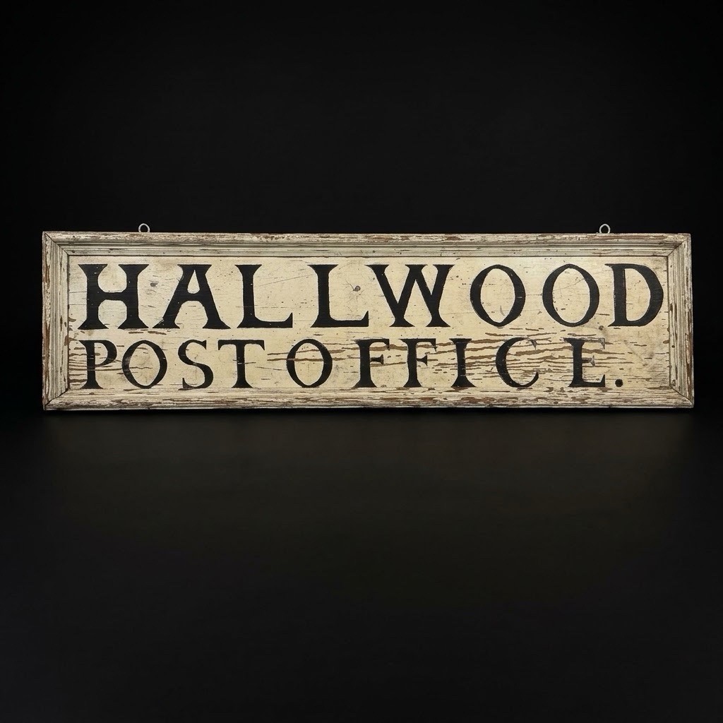 One Of A Kind Vintage Hand Painted Wooden Hallwood VA Post Office Sign Antique