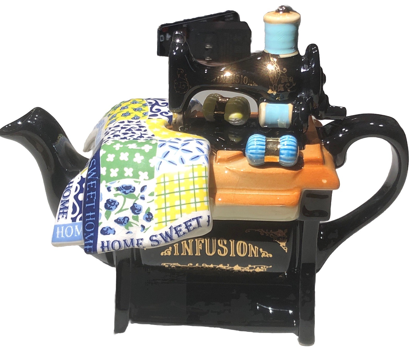 Vintage Paul Cardew England Infusion Sewing Machine Teapot Home Sweet Home