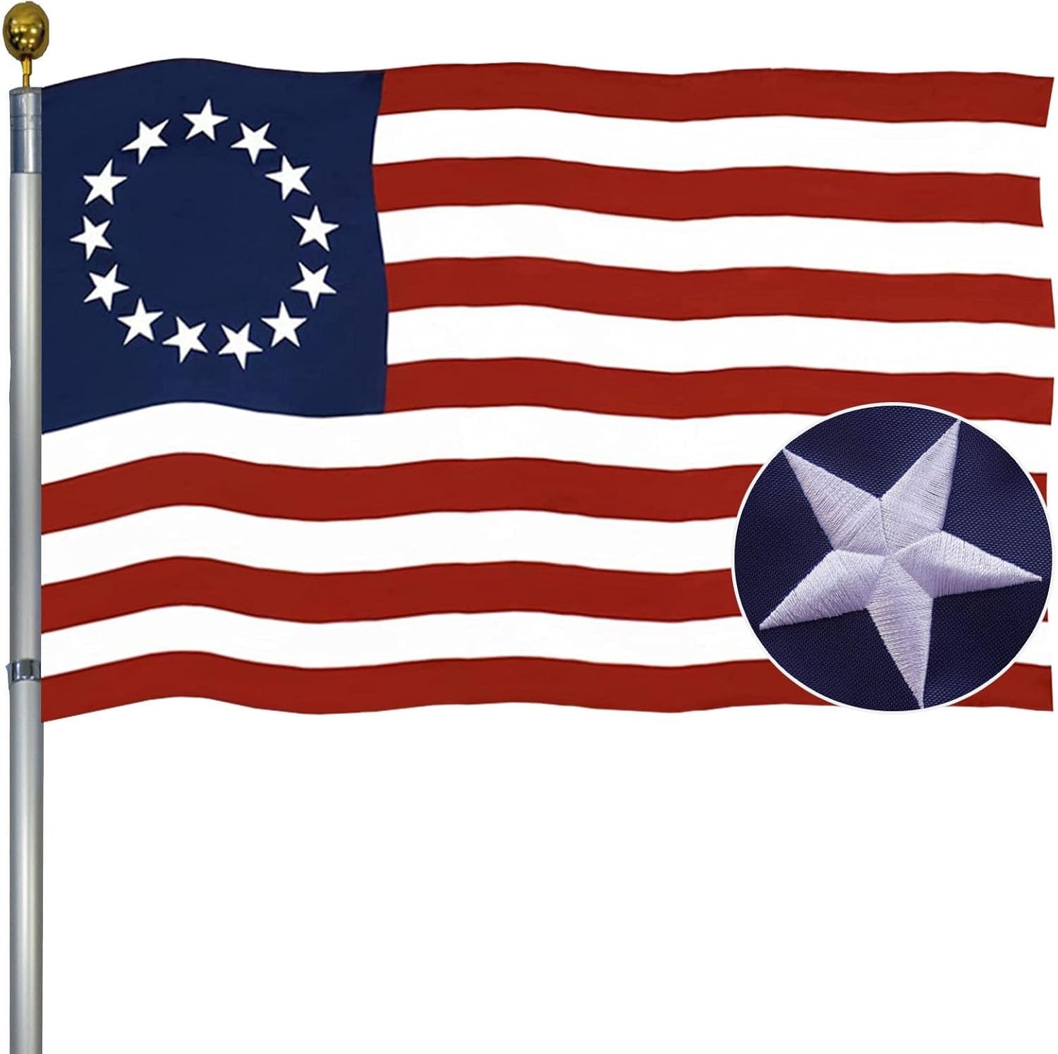 Embroidered Betsy Ross USA Flags 3x5 Outdoor US United States 13 Colonies Bet... Embroidered Betsy Ross USA Flags 3x5 Outdoor US United States 13 Colonies Bet...