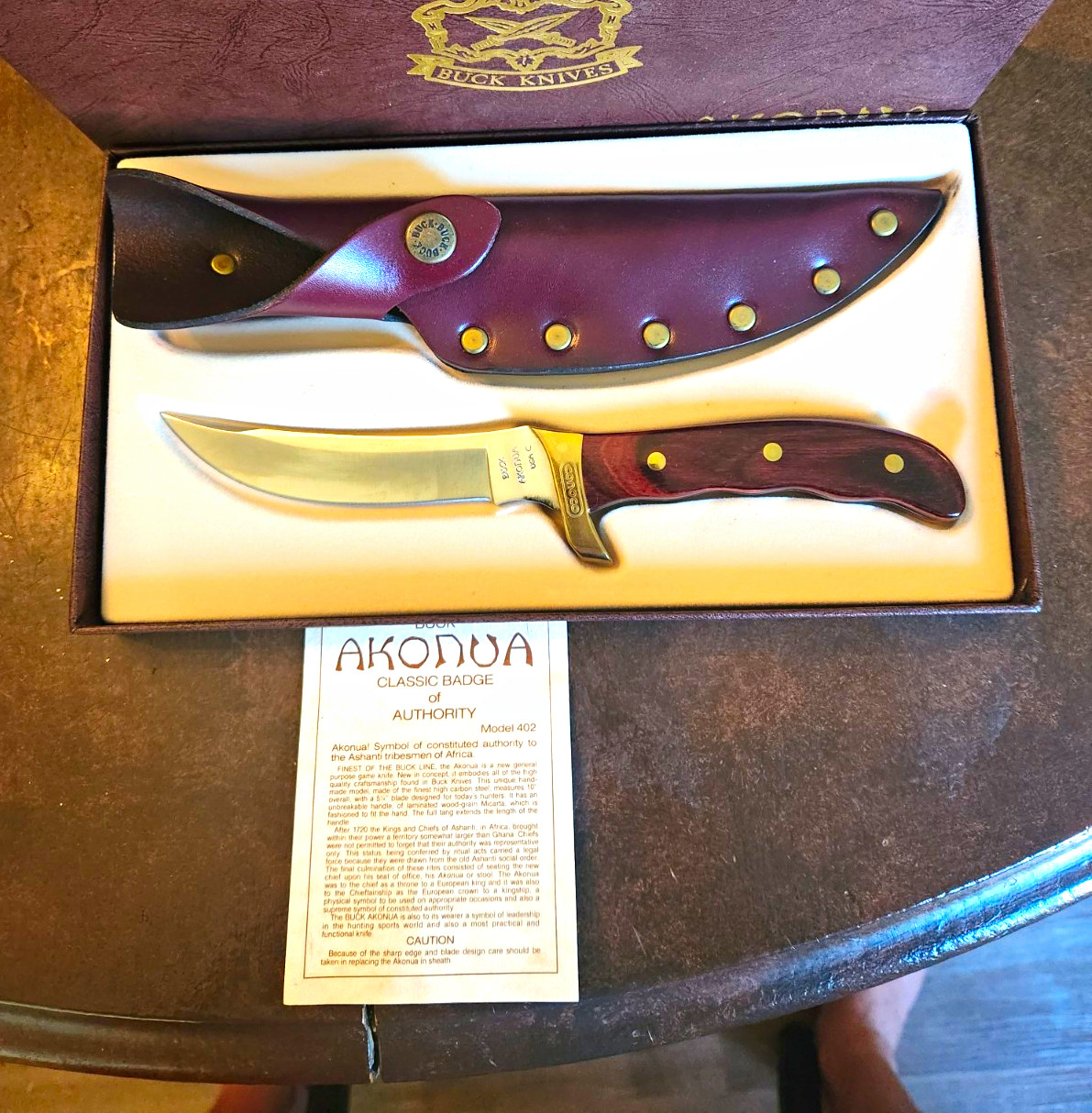 Buck Akonua Model 401 Fixed Blade Hunting Knife Clip Point Micarta Sheath nos Buck Akonua Model 401 Fixed Blade Hunting Knife Clip Point Micarta Sheath nos