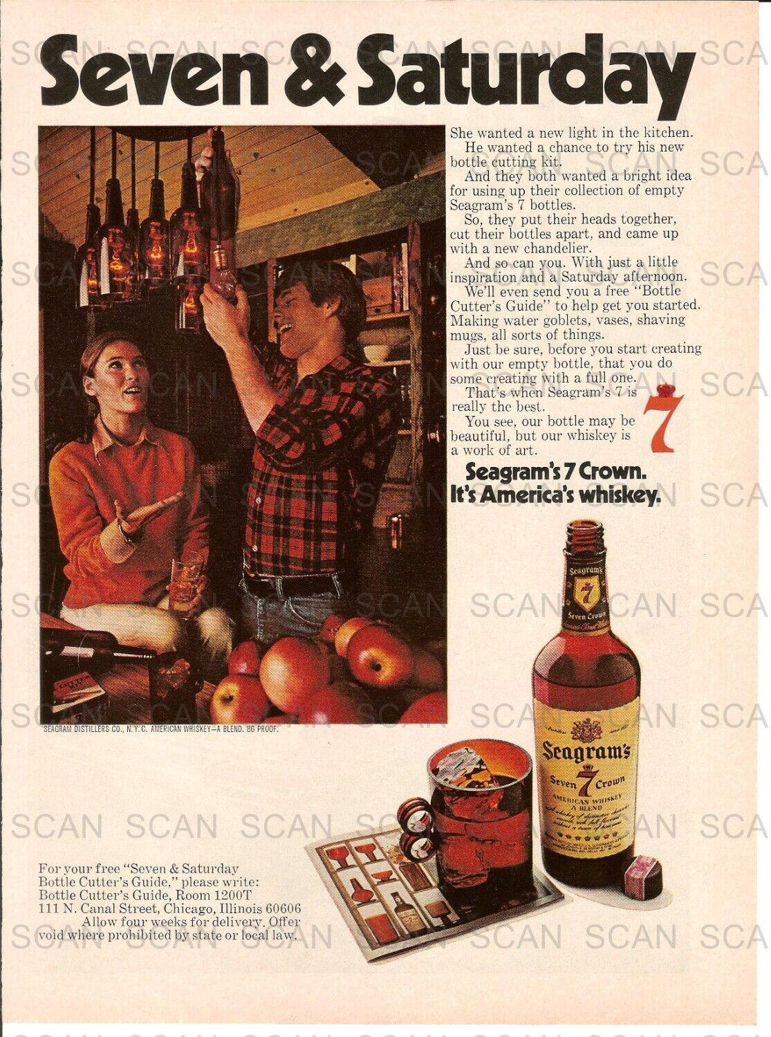 1974 Seagram's Seven Vintage Magazine Ad  Seagram's 7 and Saturday