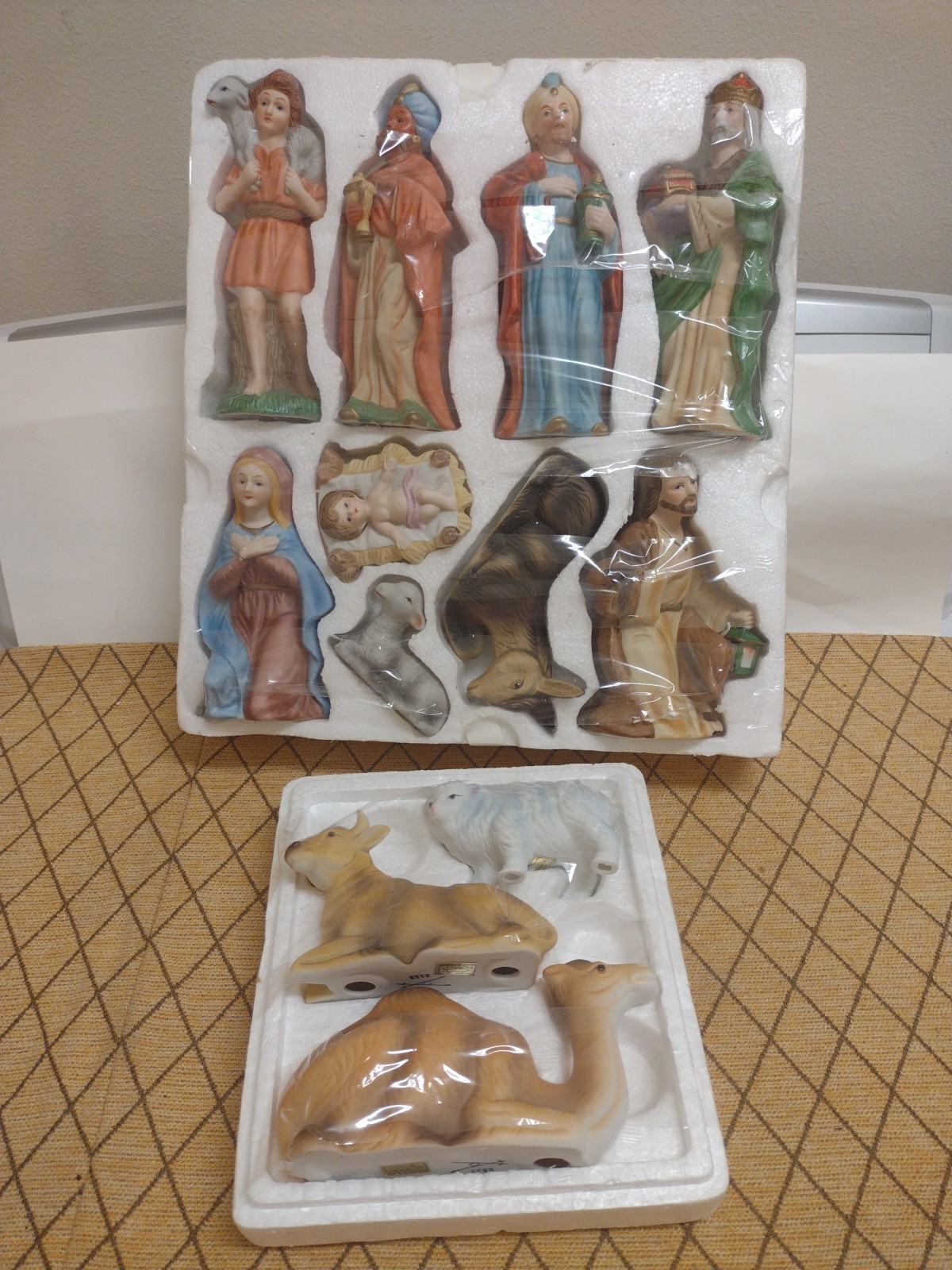 Vtg 12 PC Homco Christmas NativitySet Porcelain Mary Joseph Jesus Maggi+Animals 