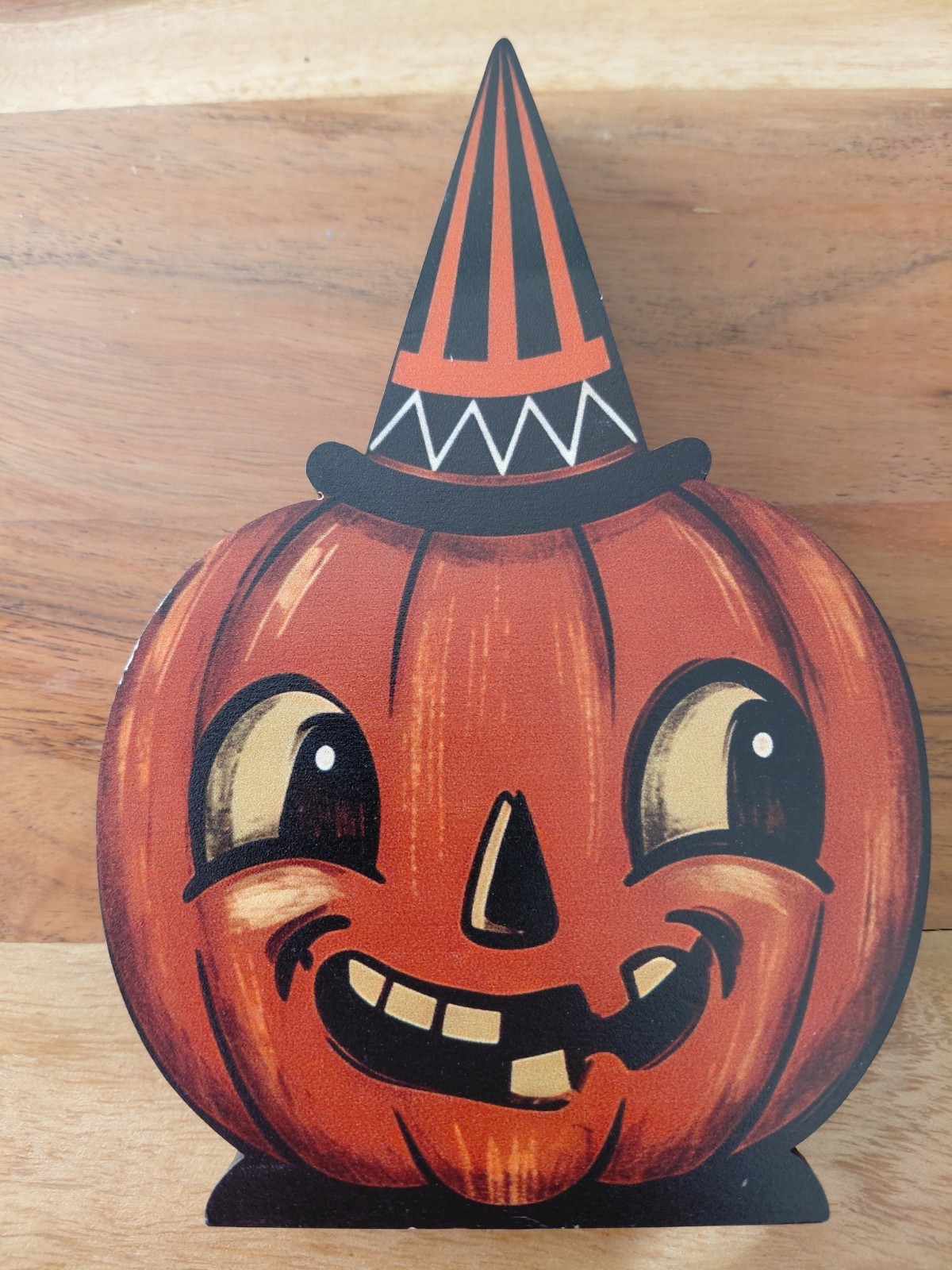 Vintage Style Wood Halloween Decorative Pumpkin Figure
