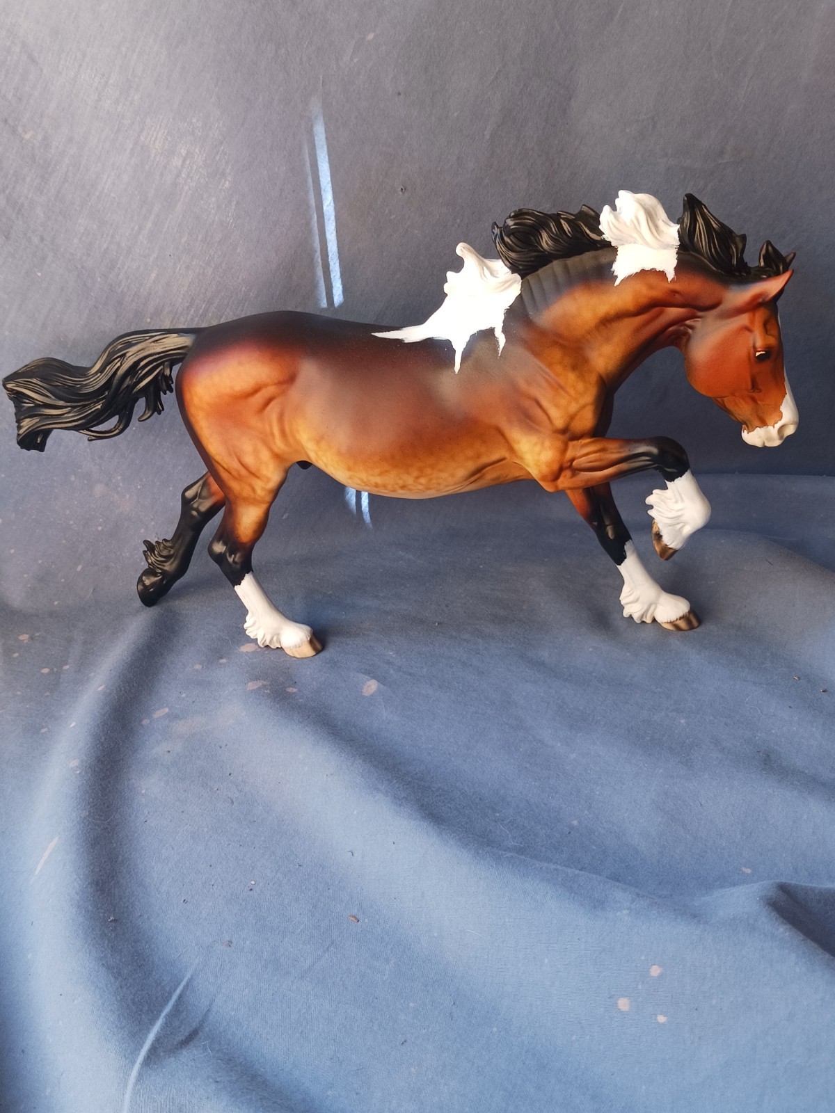 Breyer Custom Surfer's Riptide Dappled Bay Pinto Horse Statue OOAK