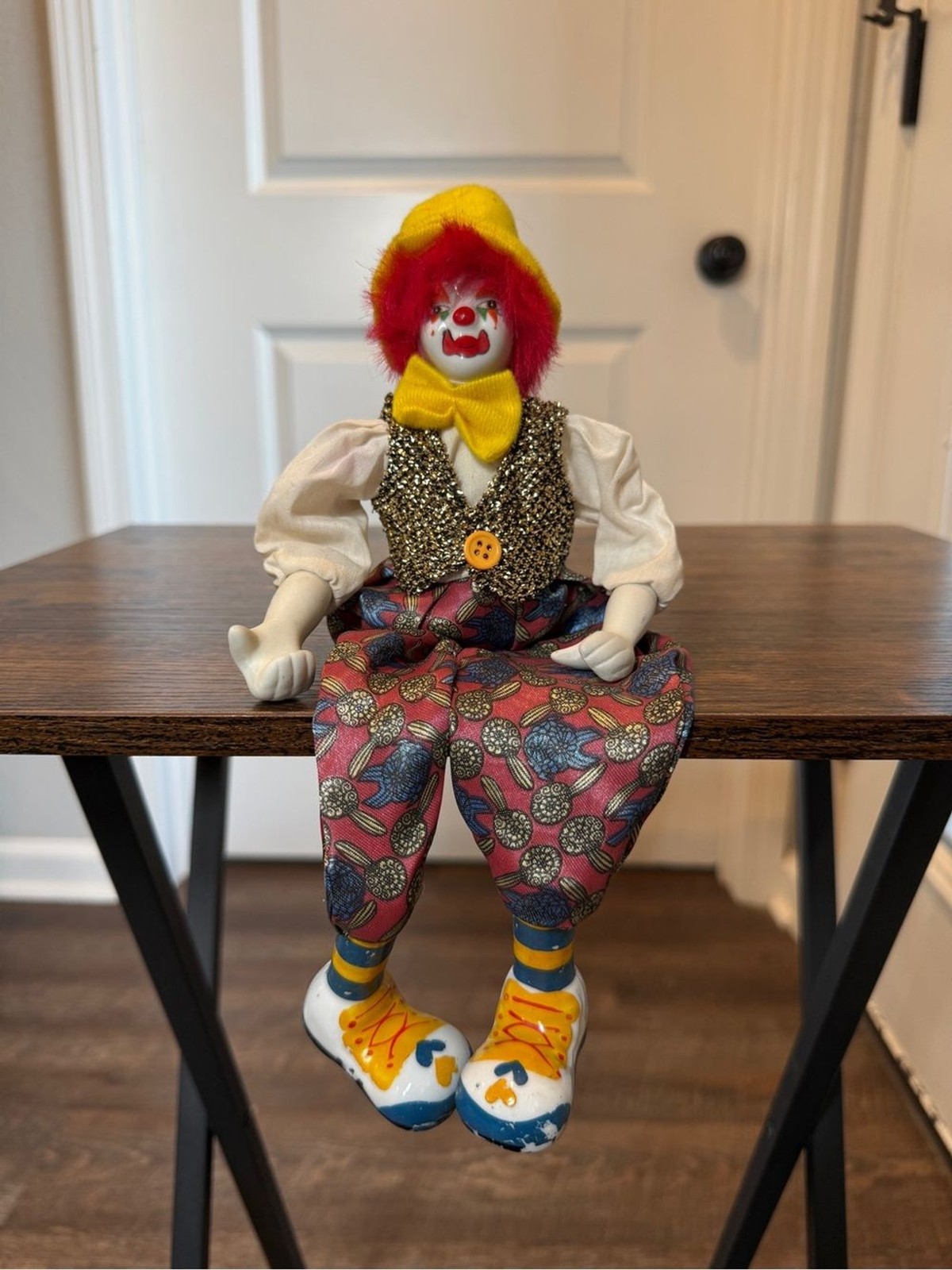 Vintage 1980s Ganz Porcelain Shelf Sitter Clown Doll 13