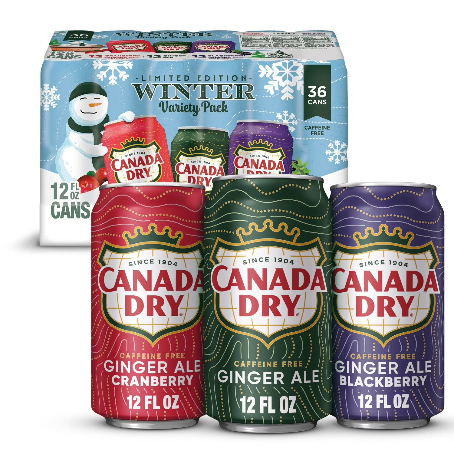Canada Dry Winter Variety Pack 12 fl oz 36 pk NEW Limited Winter Edition