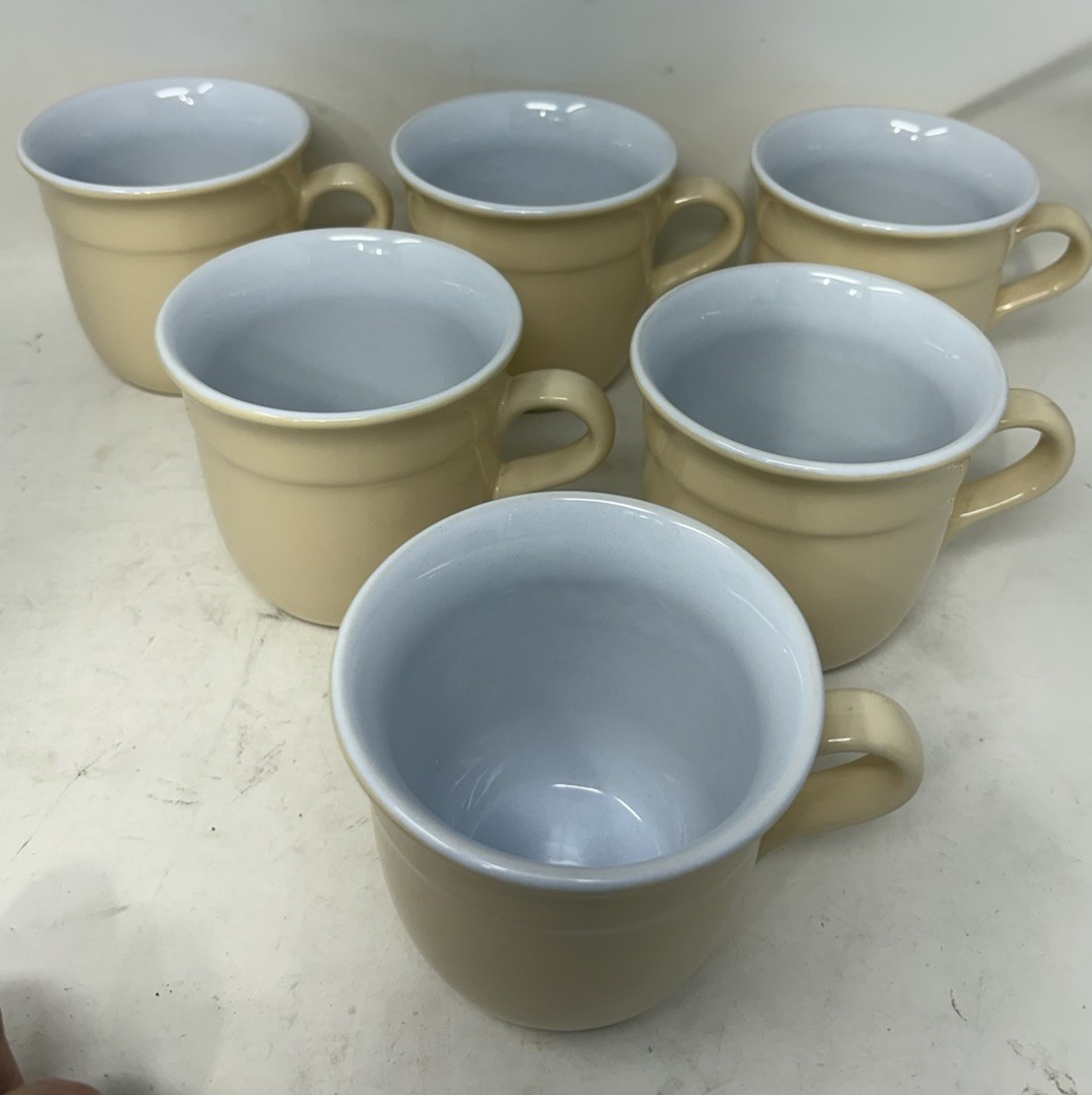 Emile Henry ARGILE BEIGE 8712 Coffee Mug Cup & 8712  9 Oz Set Of 6 NOS