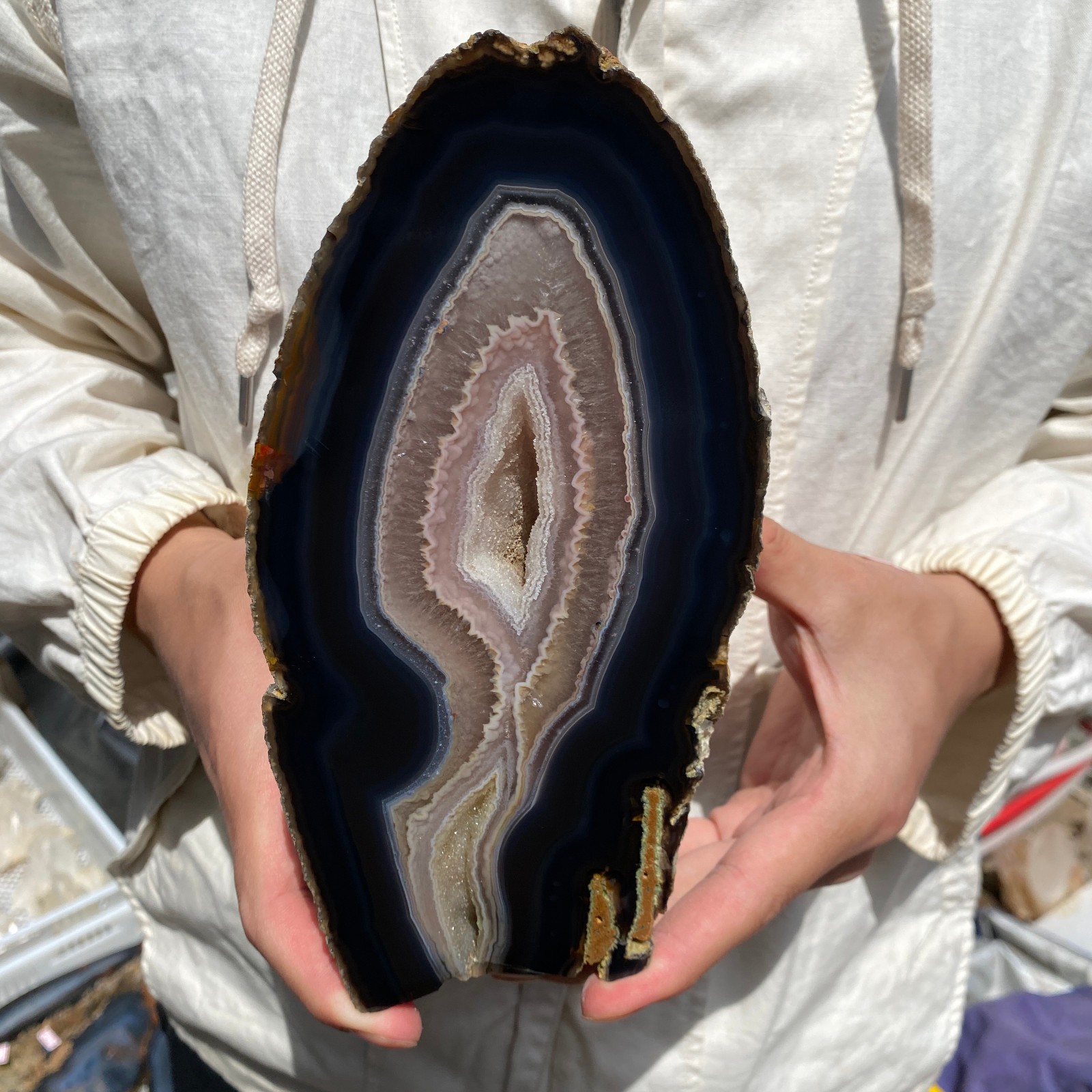 5.4lb Natural Brazilian striped agate rough mineral specimen healing