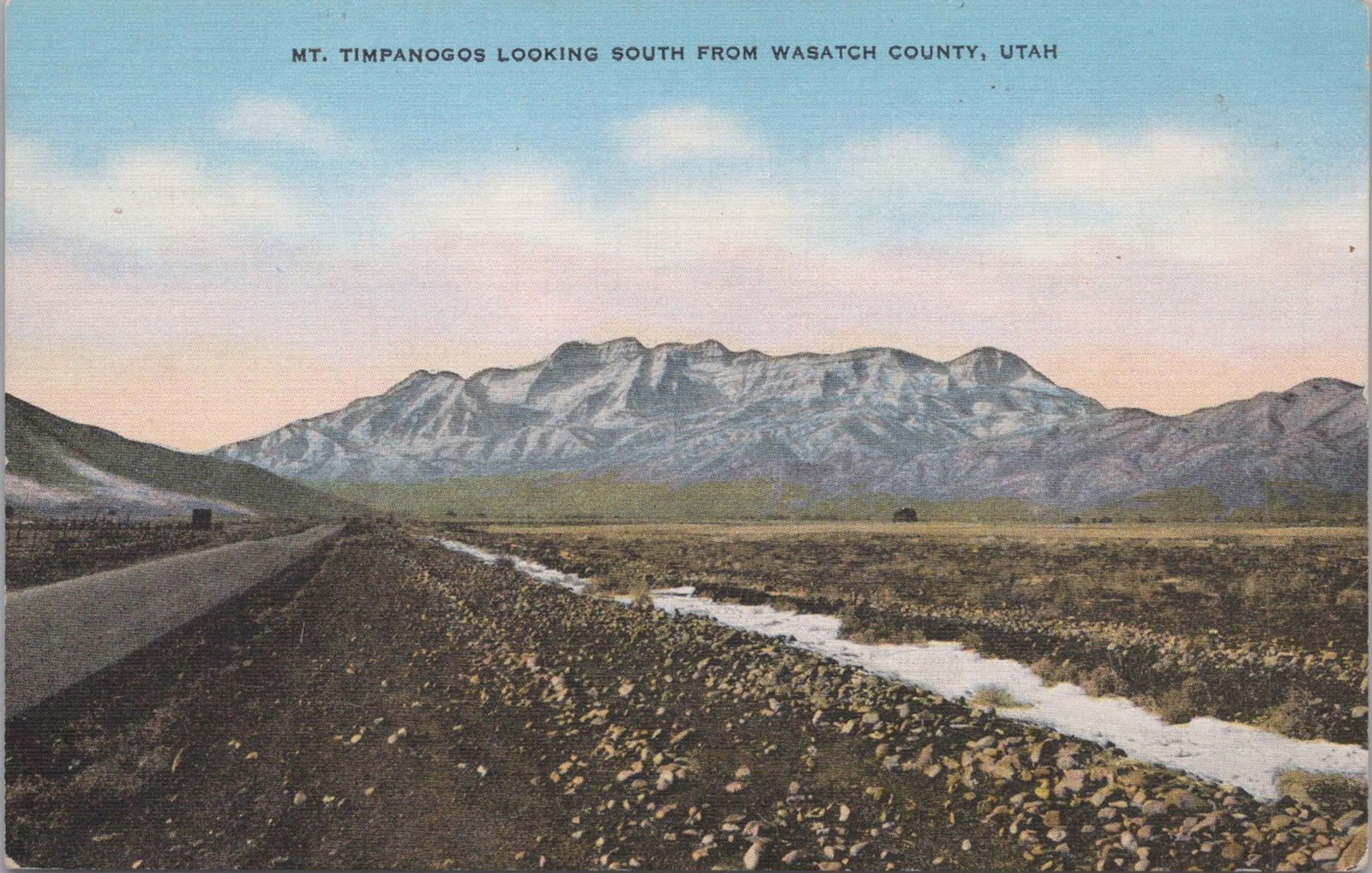 Mt. Timpanogos UT Linen Wasatch Range Looking South Postcard