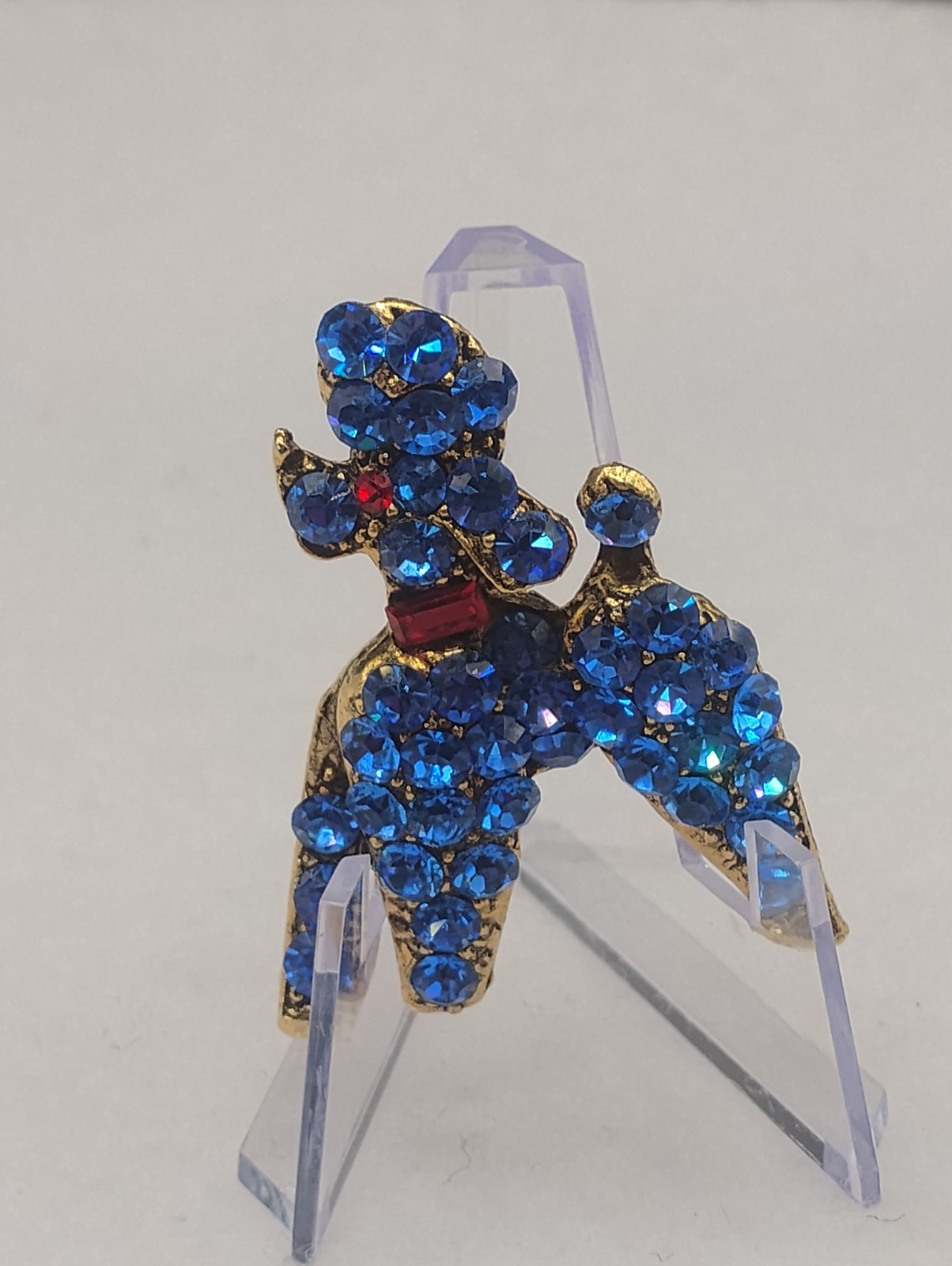 Adorable Vintage Blue Rhinestone Poodle. Excellent Vintage Condition