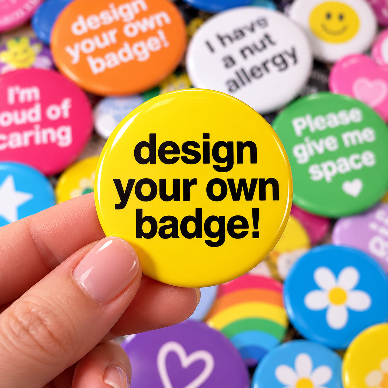 Personalised 38mm Pin Badges Custom Logo Text Photo Party Business Bulk Badges