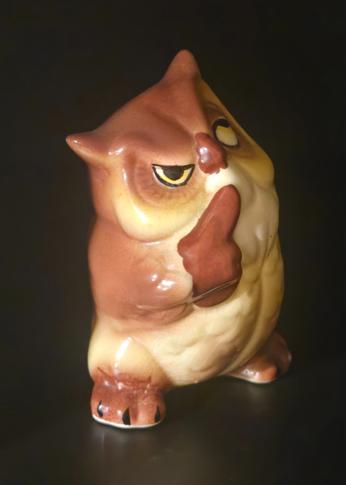 Vintage 1940s Evan K Shaw Disney Bambi Friend Owl Ceramic Figurine 3.5”