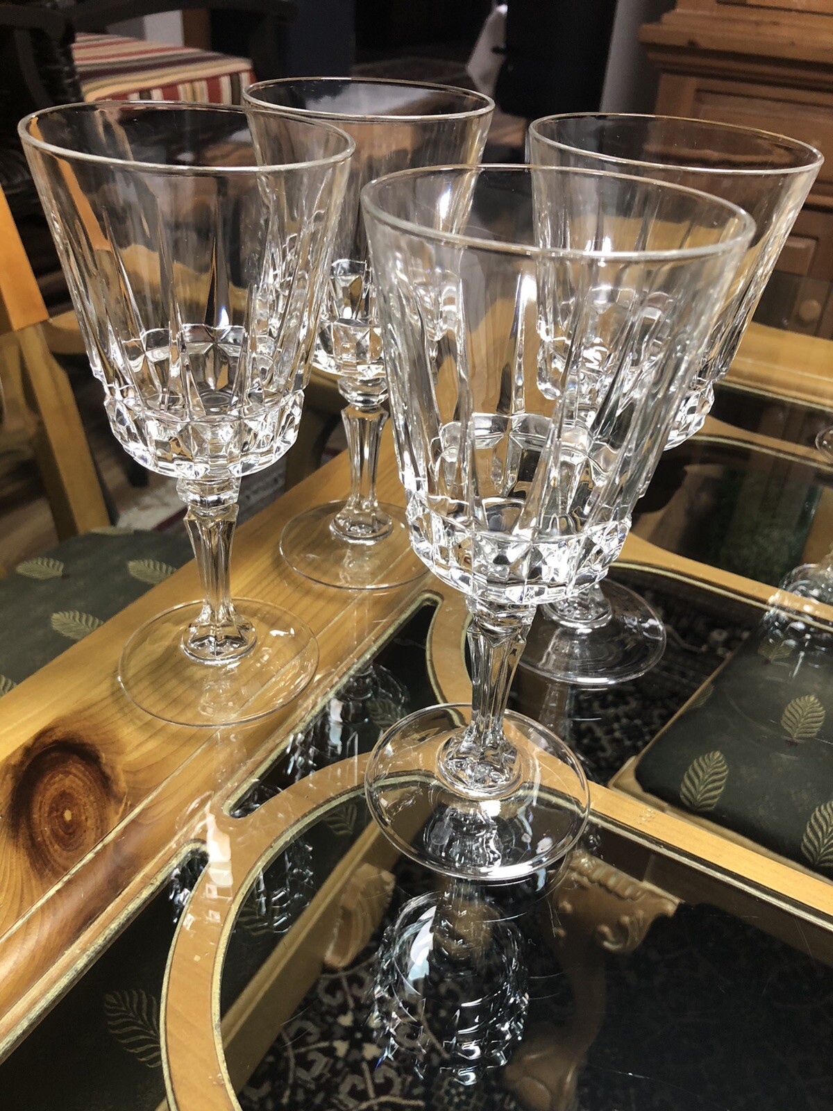 Set of 4 Cristal D'Arques-Durand Water Goblets 7 3/8