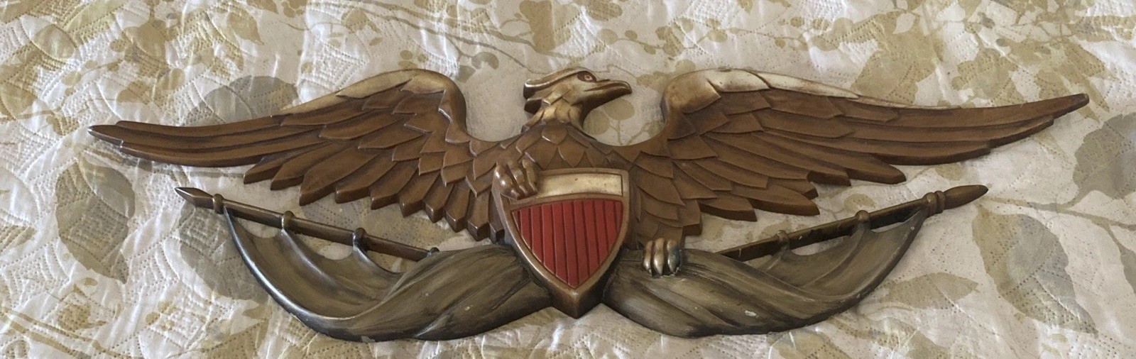 Vintage Sexton USA Brass Tone Metal Eagle Wall Plaque 27\