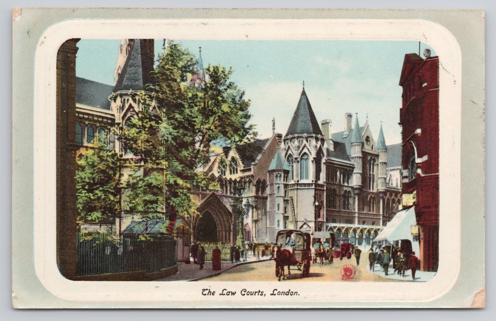 London England UK The Law Courts Horse Drawn Carriages Vintage Postcard
