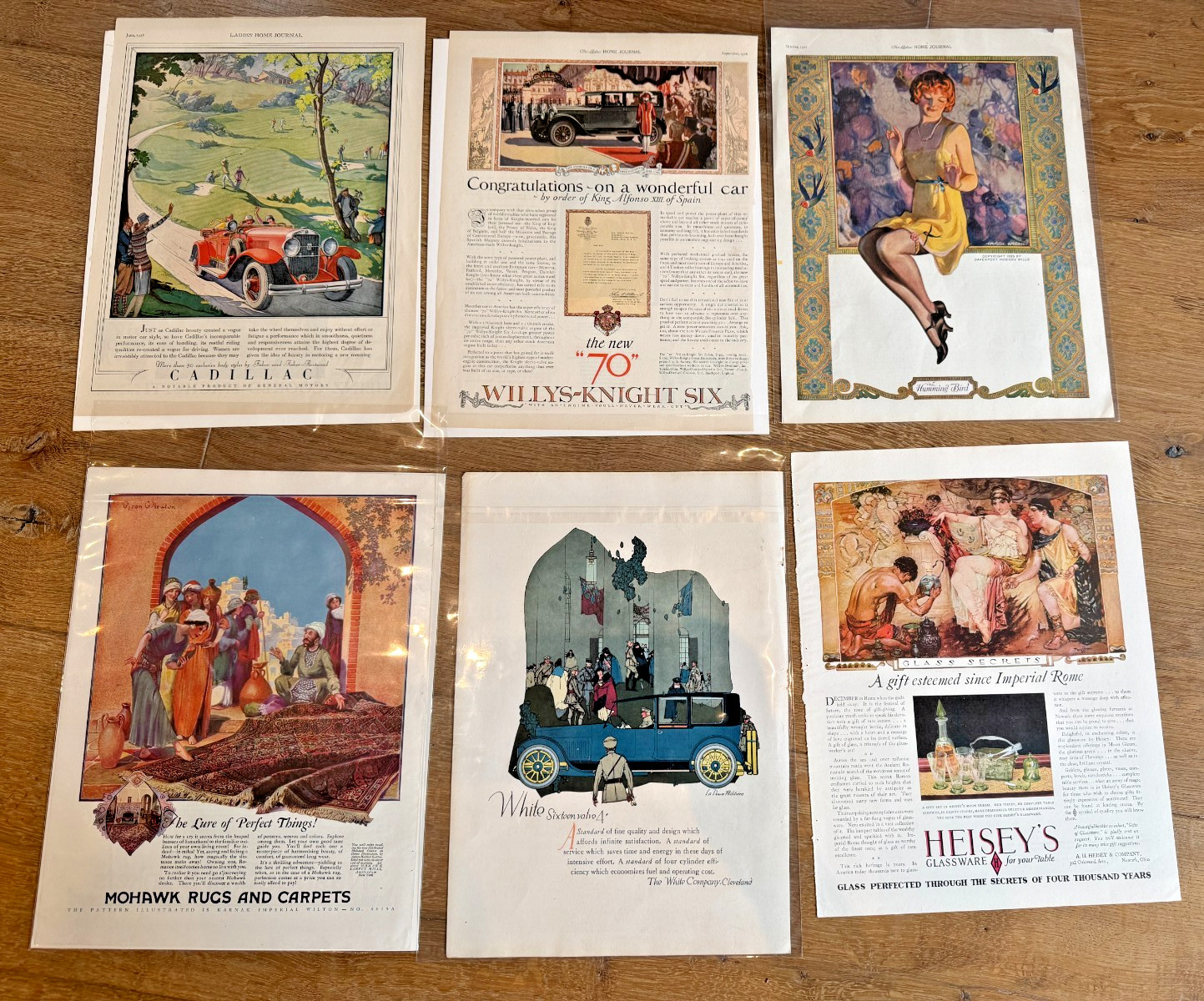 Lot of 6 Vintage 1920s Magazine Ads – Willys-Knight Cadillac White Motor Car Ill