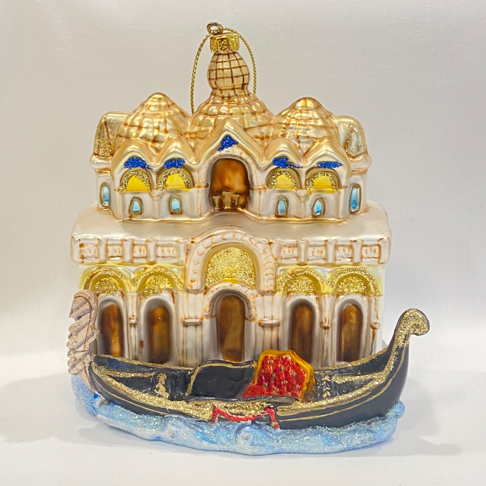 Venice Italy St Mark’s Basilica Gondola Glass Christmas Ornament 4.75”