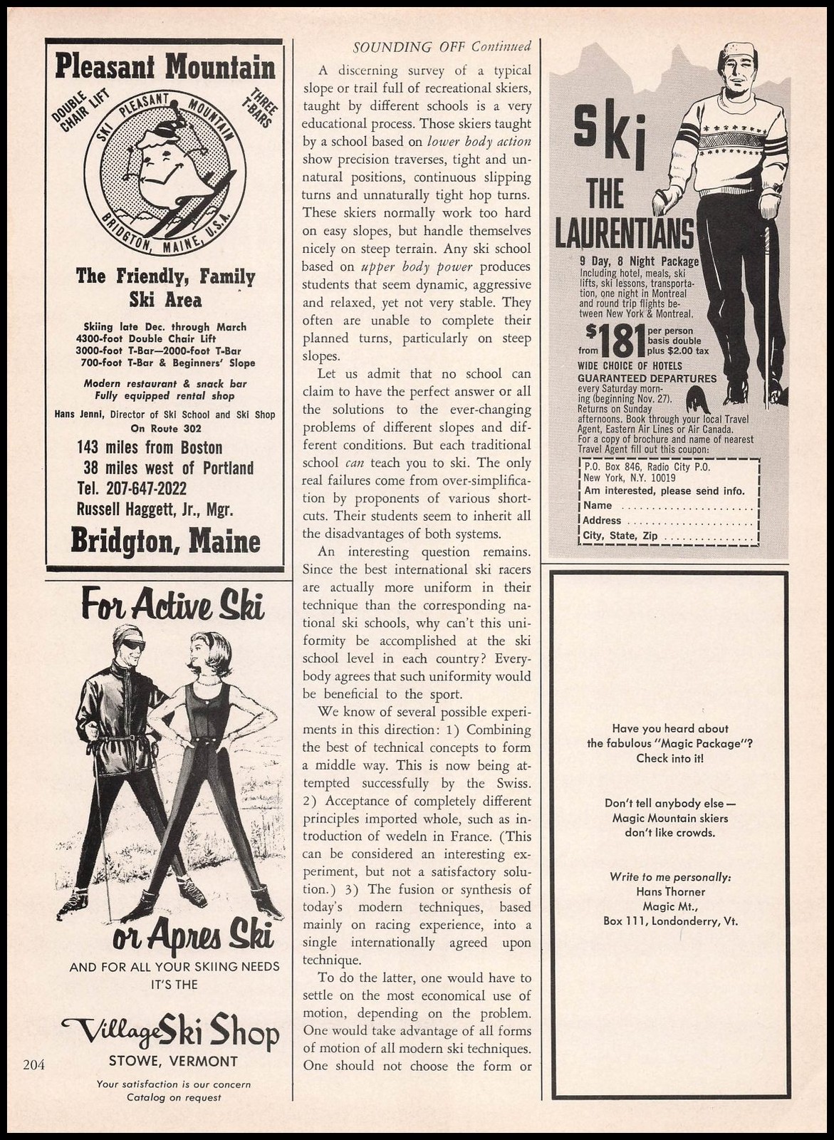 1965 Pleasant Mountain Bridgton Maine Family Friendly Snow Ski Area Print Ad