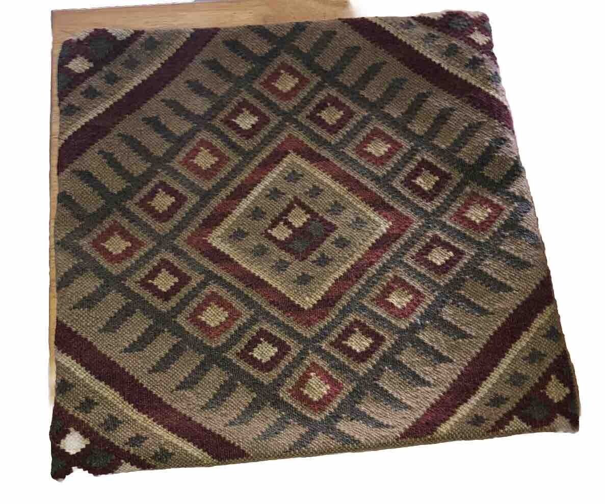 VTG Pottery Barn Kilim Wool/Cotton Multicolor 18” Square Pillow Cover #1 Nice