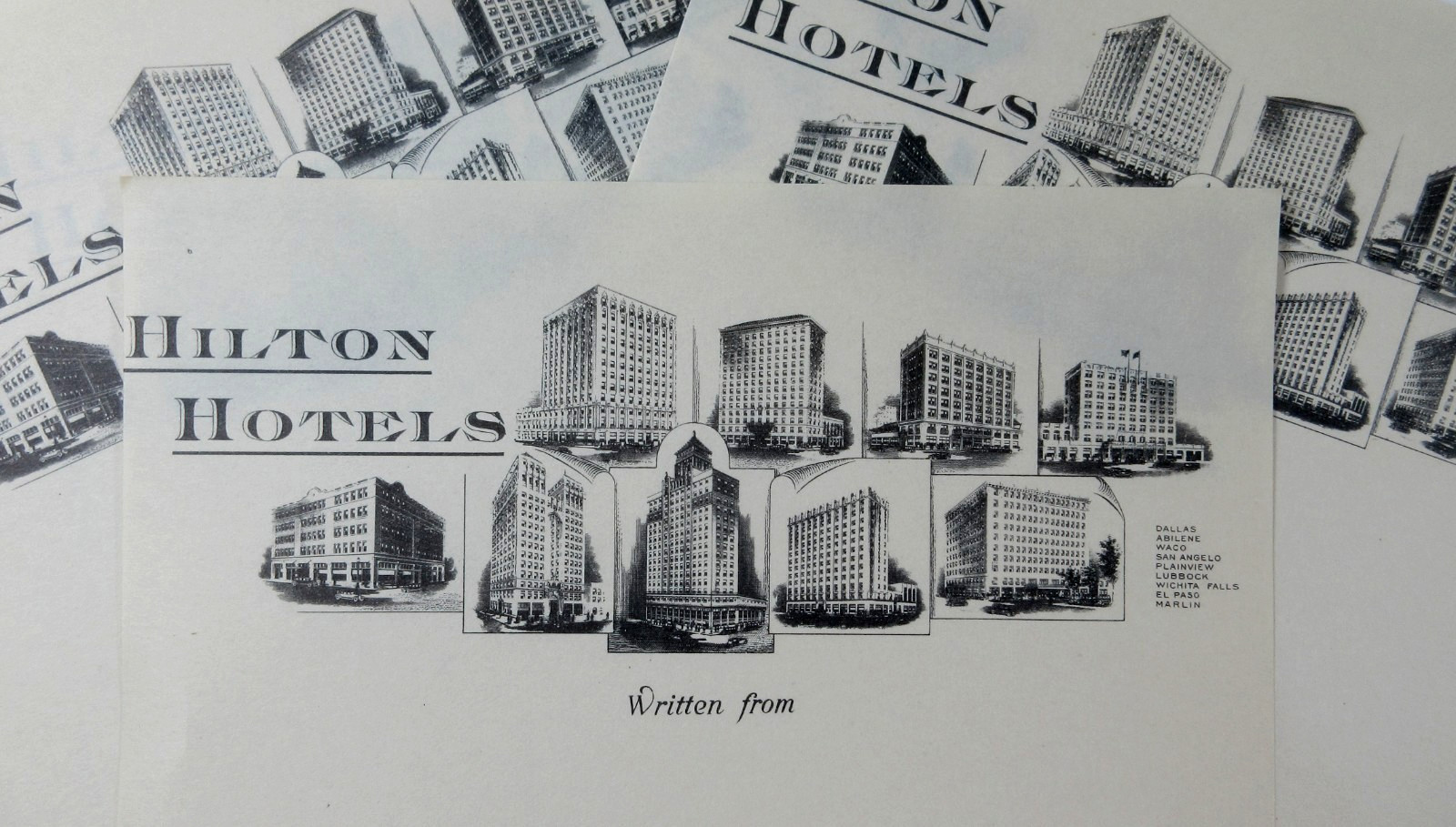 Early Hilton Hotel Texas Stationery Letterhead Lot Dallas Abilene Marlin 1930s