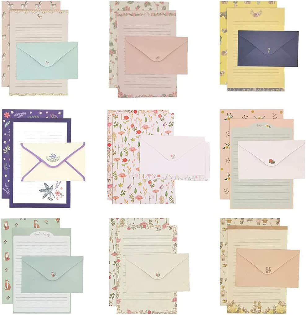 81pcs Stationary Paper and Envelopes Set, Contain 54 stationery paper and 27