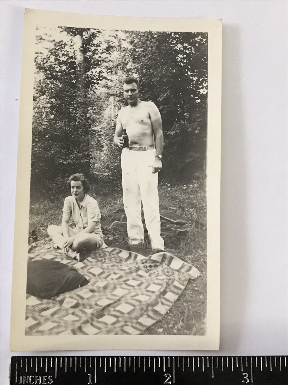 Vintage Snap Couple Man Woman Art 1940s Guy 40s