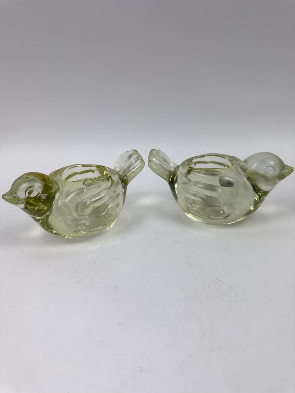 Indiana Glass Bird Votive Holder Clear Yellow Birds Candle Holder Paperweight Indiana Glass Bird Votive Holder Clear Yellow Birds Candle Holder Paperweight