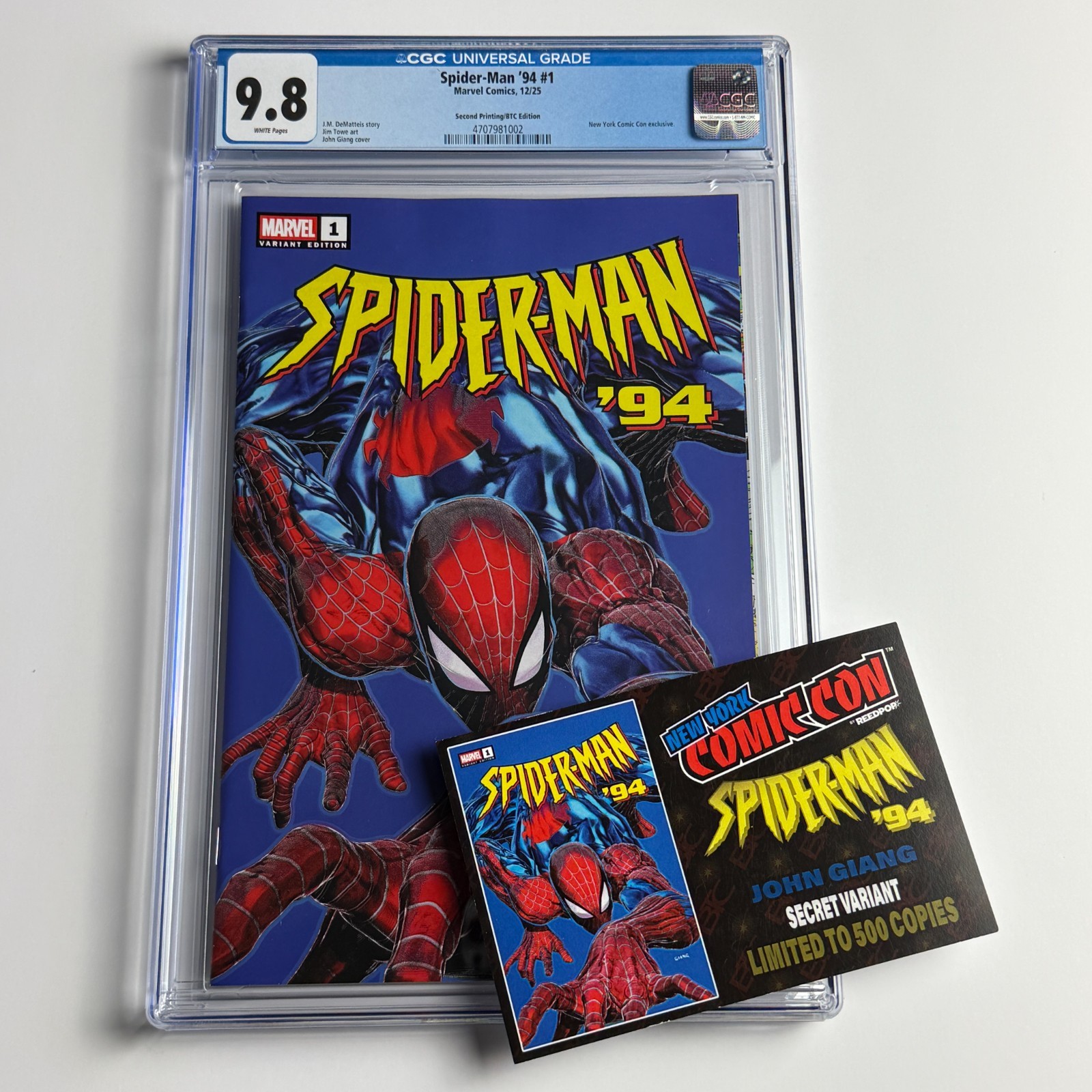 Spider-Man \'94 #1 CGC 9.8 John Giang Secret Variant NYCC Exclusive Ltd 500