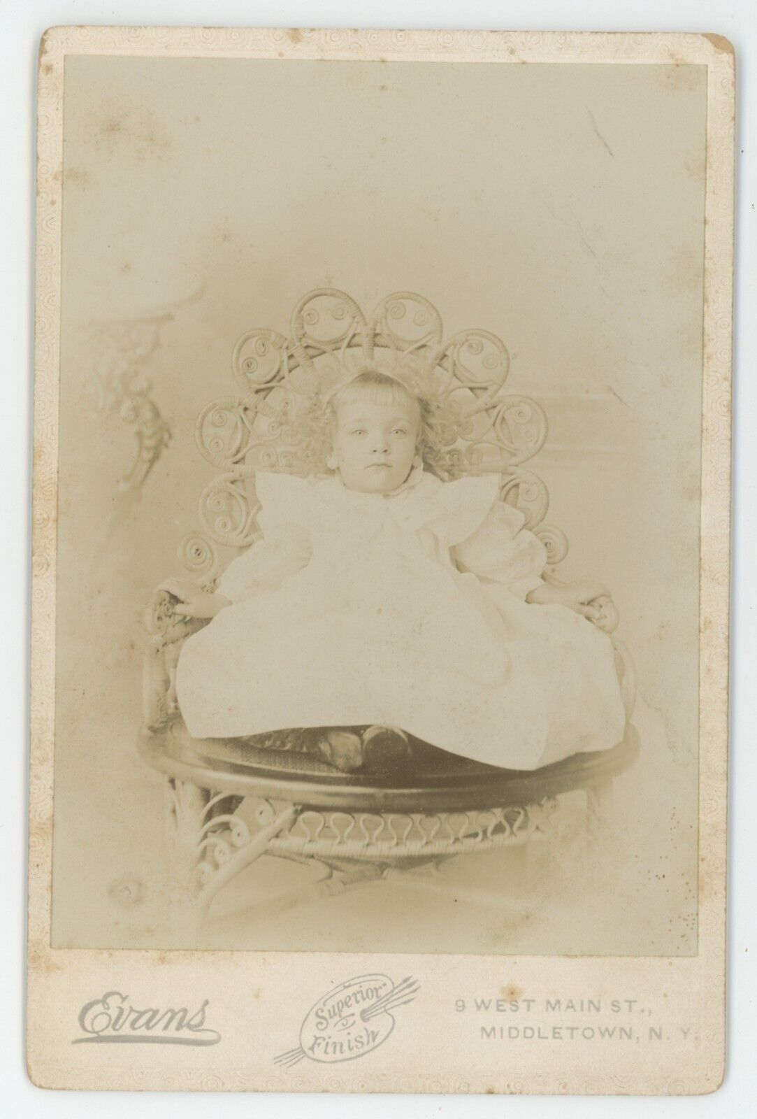Antique 1896 ID'd Cabinet Card Little Girl Named Edna Slingurland Middletown, NY