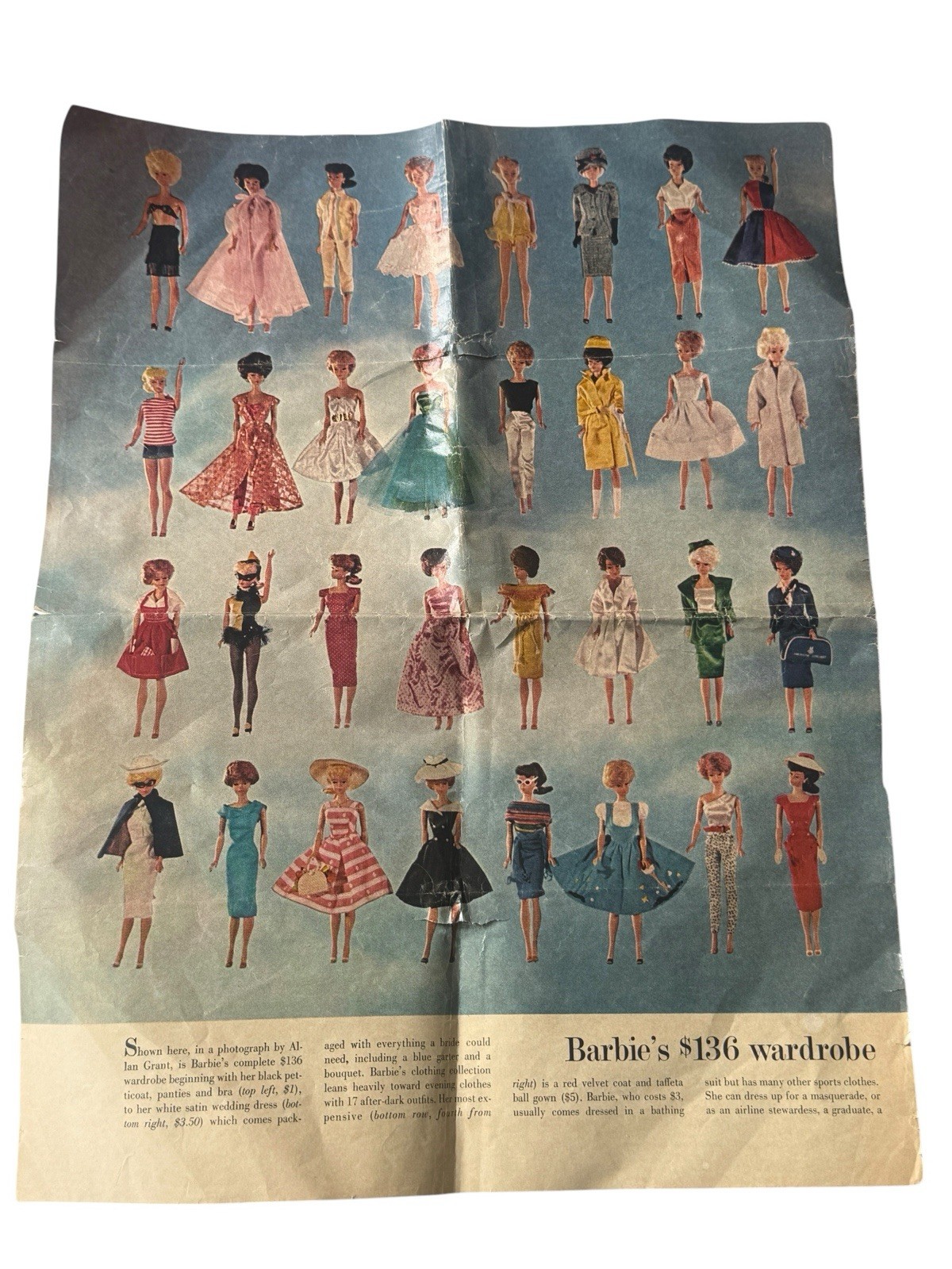 VTG Barbie 1960s Wardrobe Print Ad Poster $136 Fashions Mattel Page