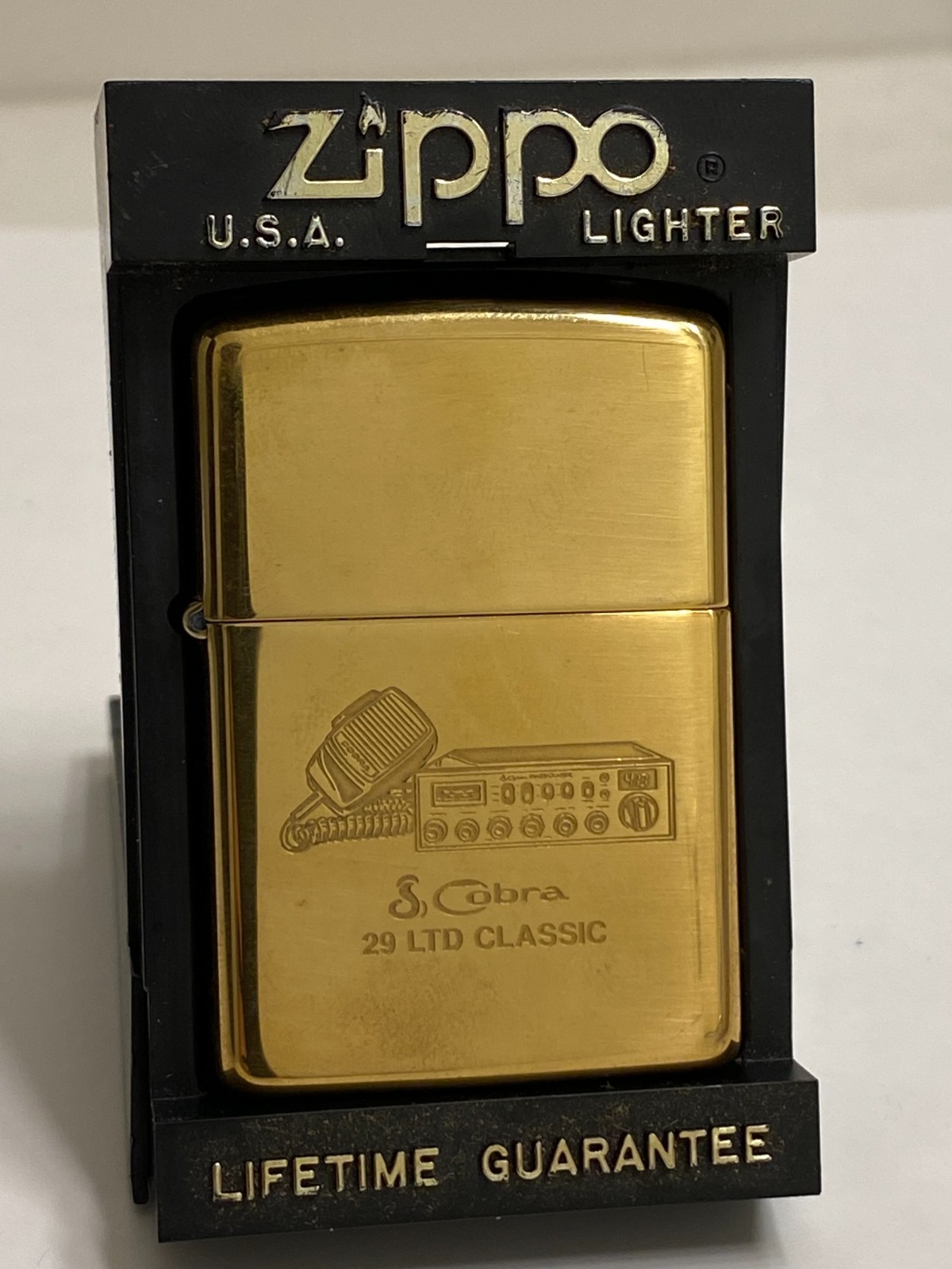 Vintage 1993 Cobra CB Radio 29 LTD Classic Brass Zippo Lighter New In Box