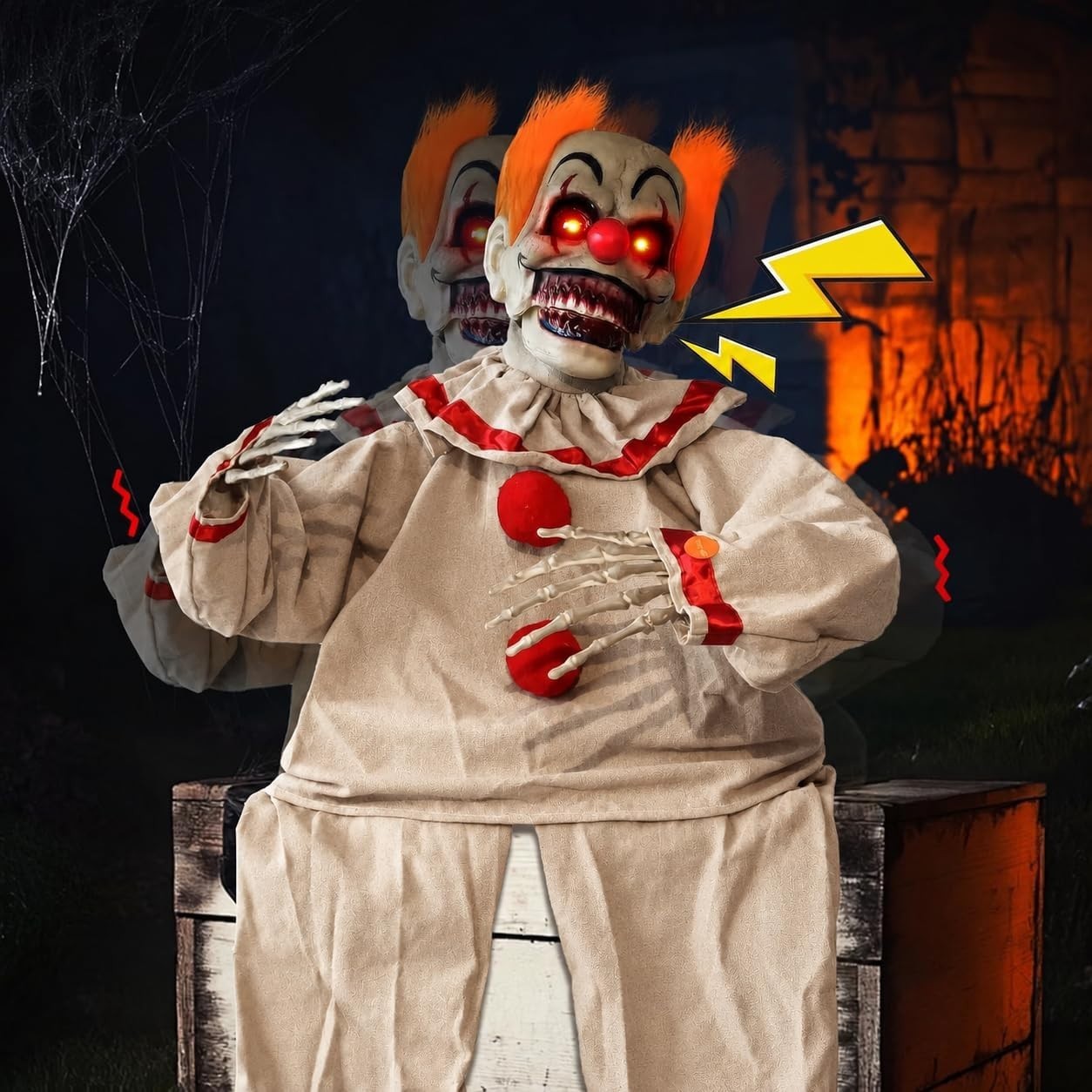 Halloween Animatronic Sitting Clown - Halloween Animated Decorations 