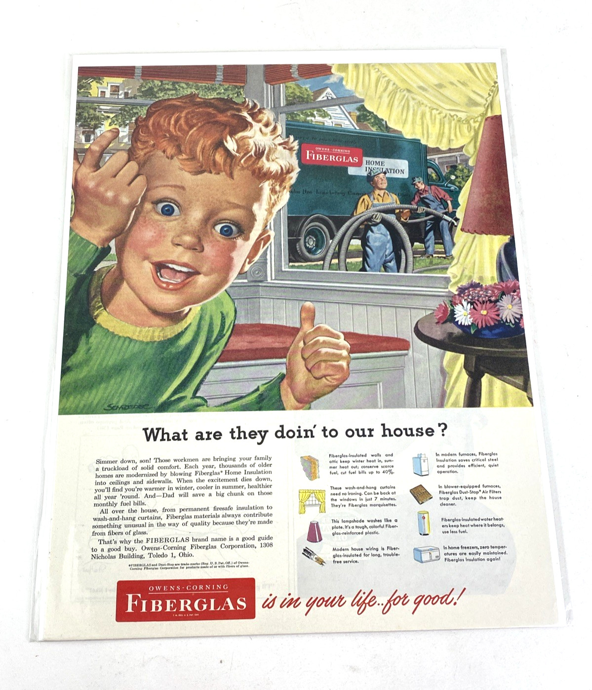 Owens - Corning Fiberglass Vintage 1951 Print Advertisement