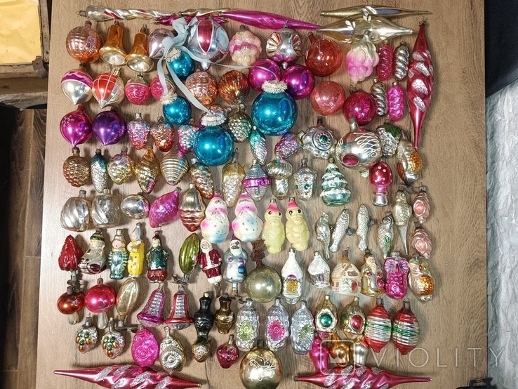 Huge Lot 115+ Vintage Soviet Glass Christmas Ornaments Figural Clips USSR Xmas