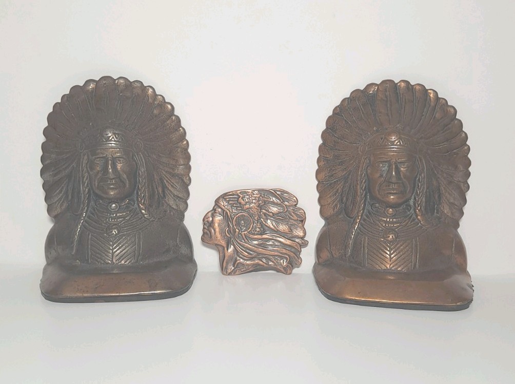 Vintage Bronze Native American Indian Chief 6