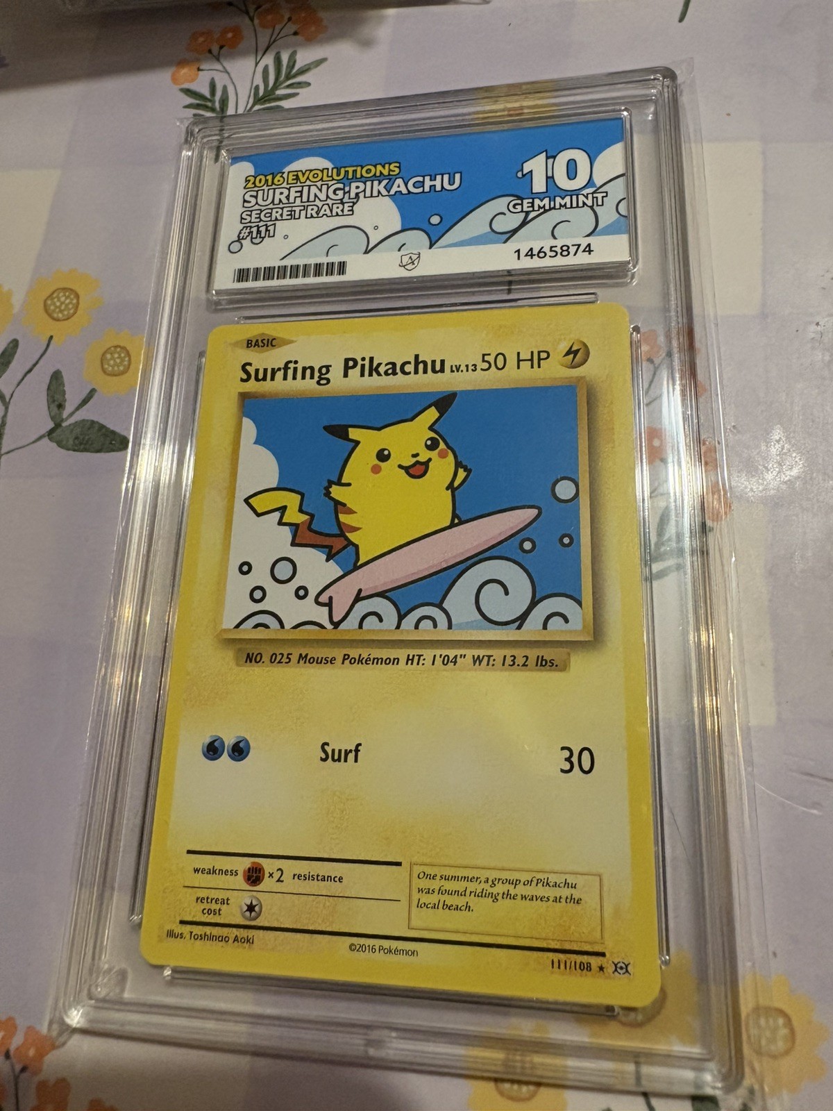 Pokémon TCG 2016 Evolutions Surfing Pikachu 111/108 Secret Rare English Ace 10 Pokémon TCG 2016 Evolutions Surfing Pikachu 111/108 Secret Rare English Ace 10