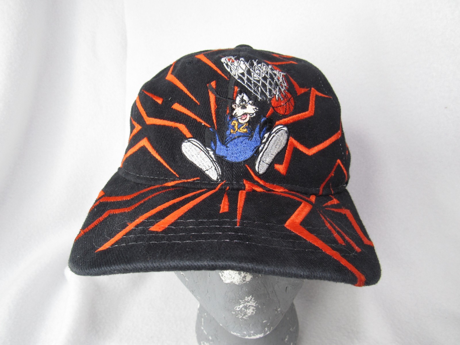 Vintage Goofy\'s Hat Co Snapback Hat Goofy Basketball Lightning - Black & Red