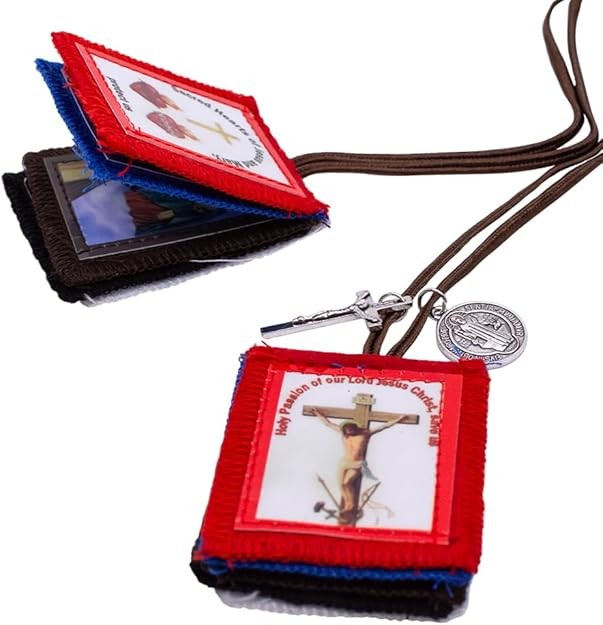 Five Fold Scapular with St. Benedict Medal and Crucifix | Scapular Devotional... Five Fold Scapular with St. Benedict Medal and Crucifix | Scapular Devotional...