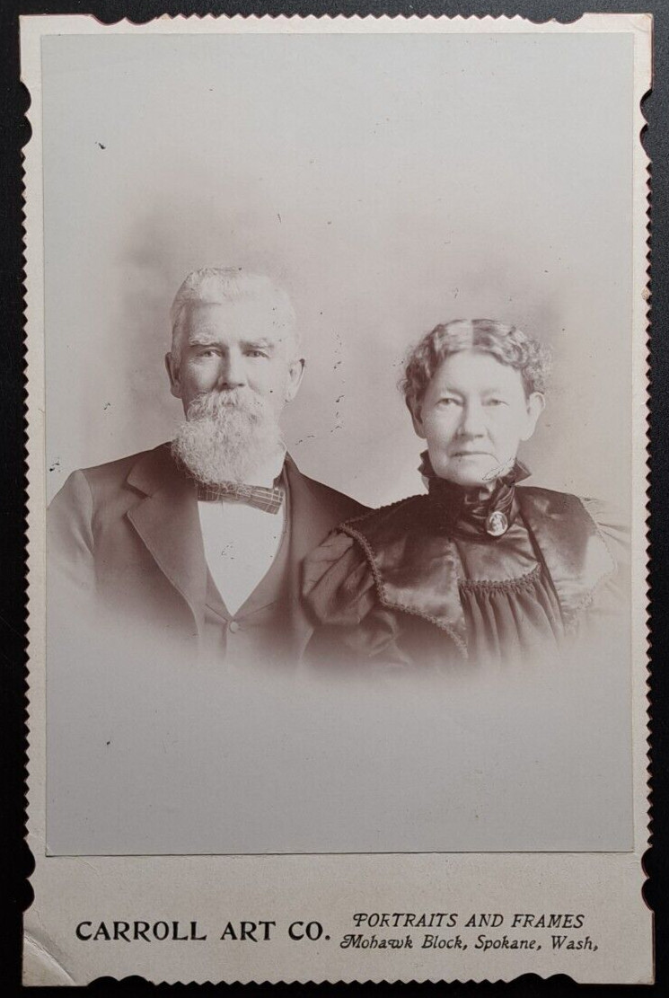 1898 Carroll Art Co Spokane WA Antique Portrait Elderly Couple Mohawk Block