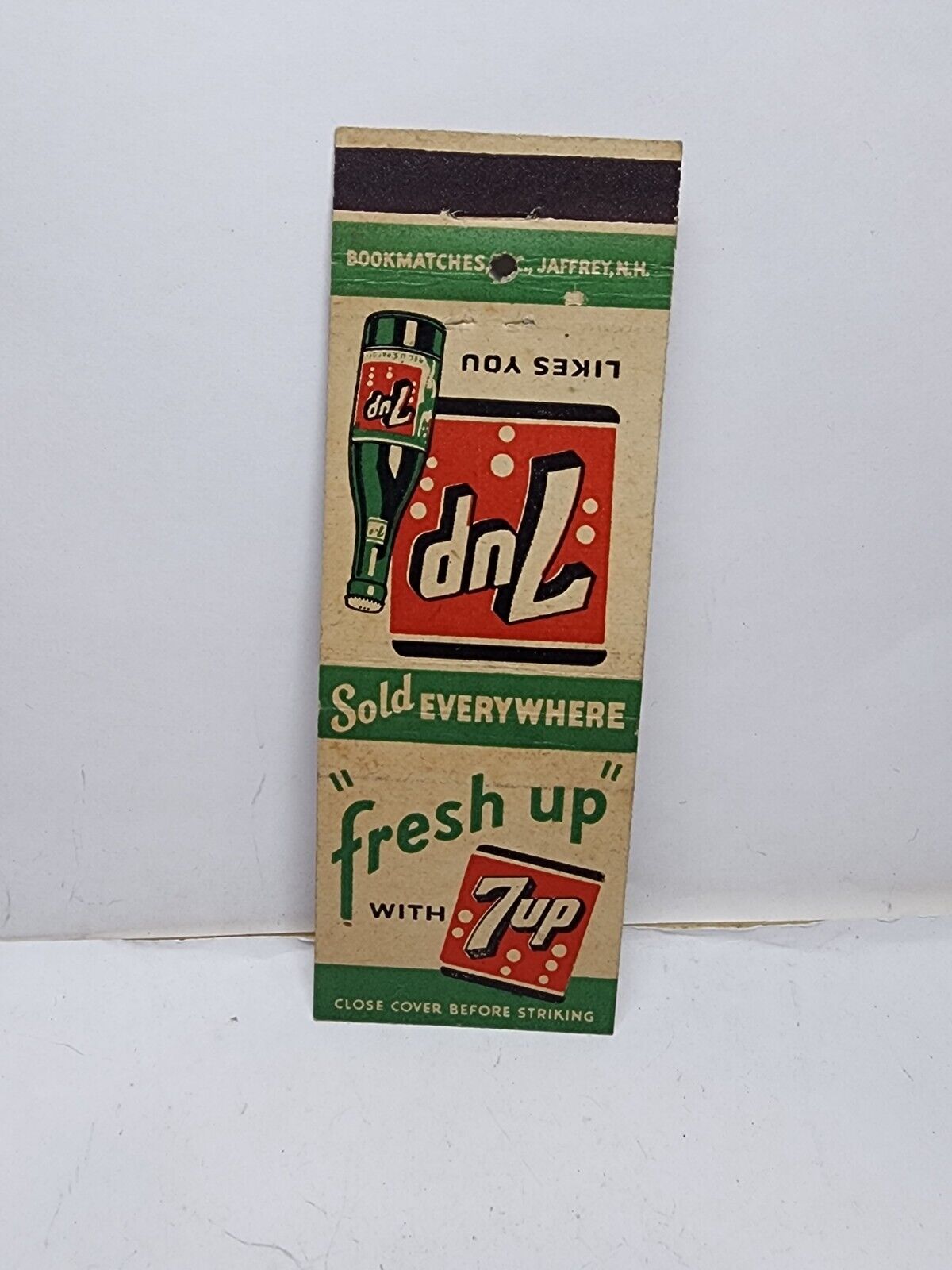 Vintage Matchbook Cover - 7UP 7-Up Pop Cola Fresh Up Drink Advertisement