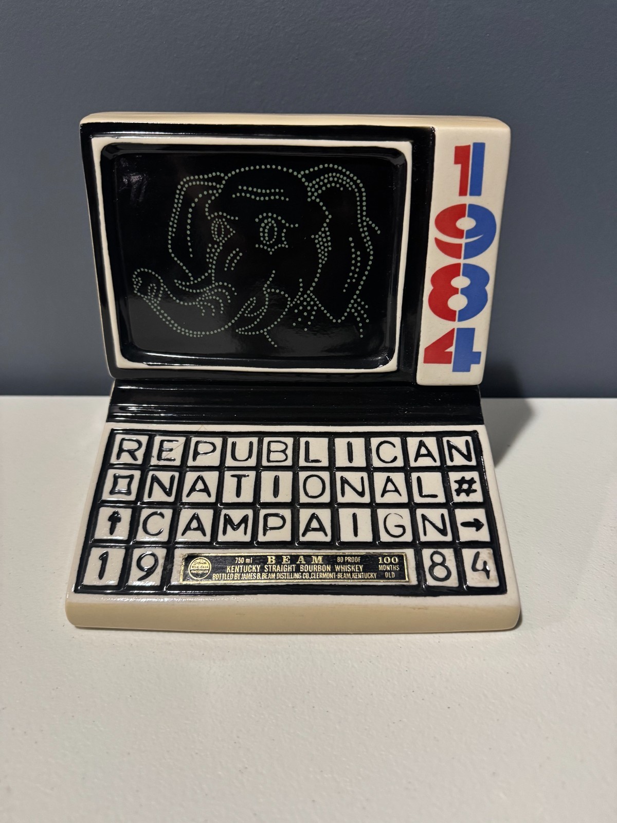 Vintage 1984 Republican National Campaign Jim Beam Bourbon Decanter Complete Vintage 1984 Republican National Campaign Jim Beam Bourbon Decanter Complete