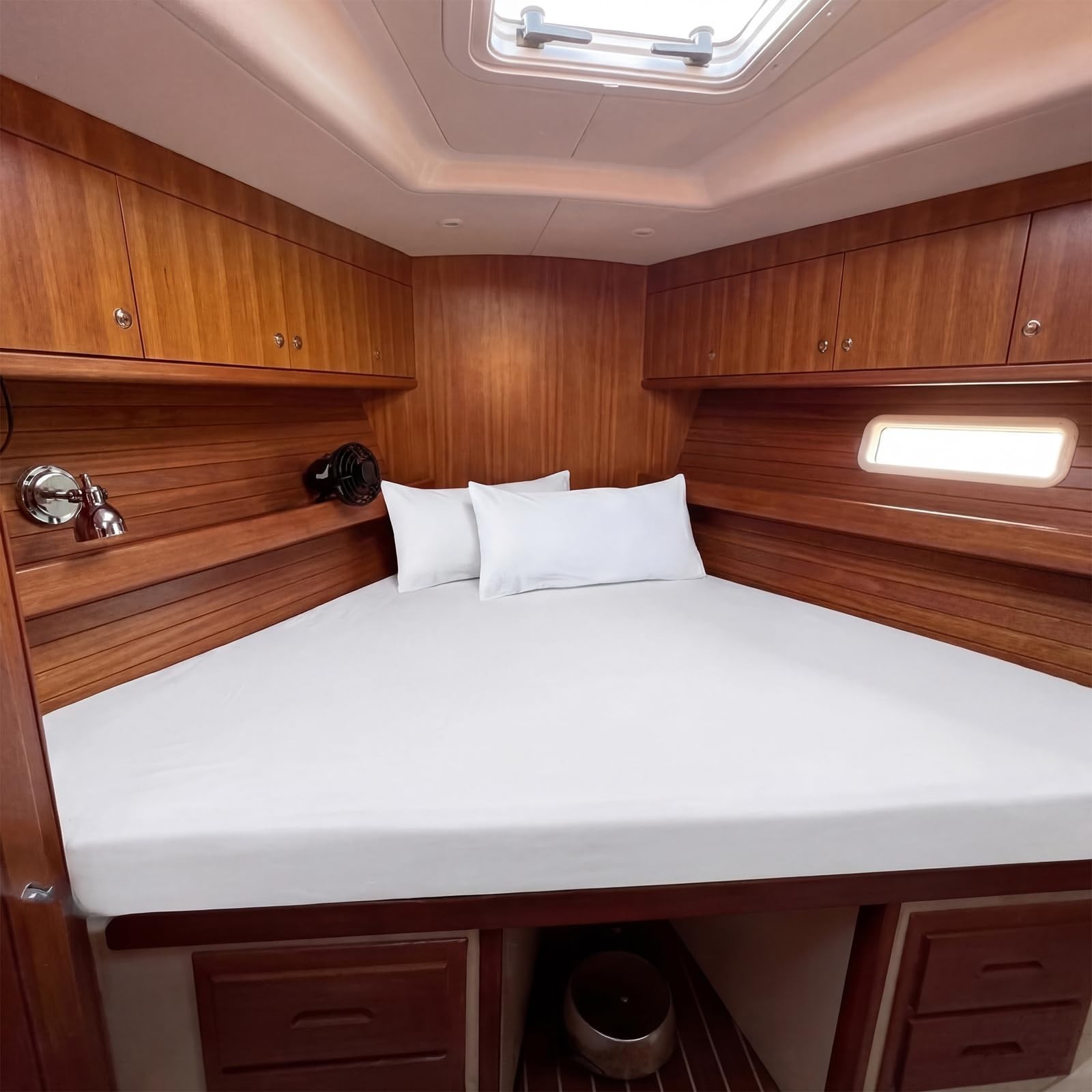 Tigeen V Berth Fitted Sheets for Boat, 3 Pcs 100% Egyptian Cotton Boat Beddin...