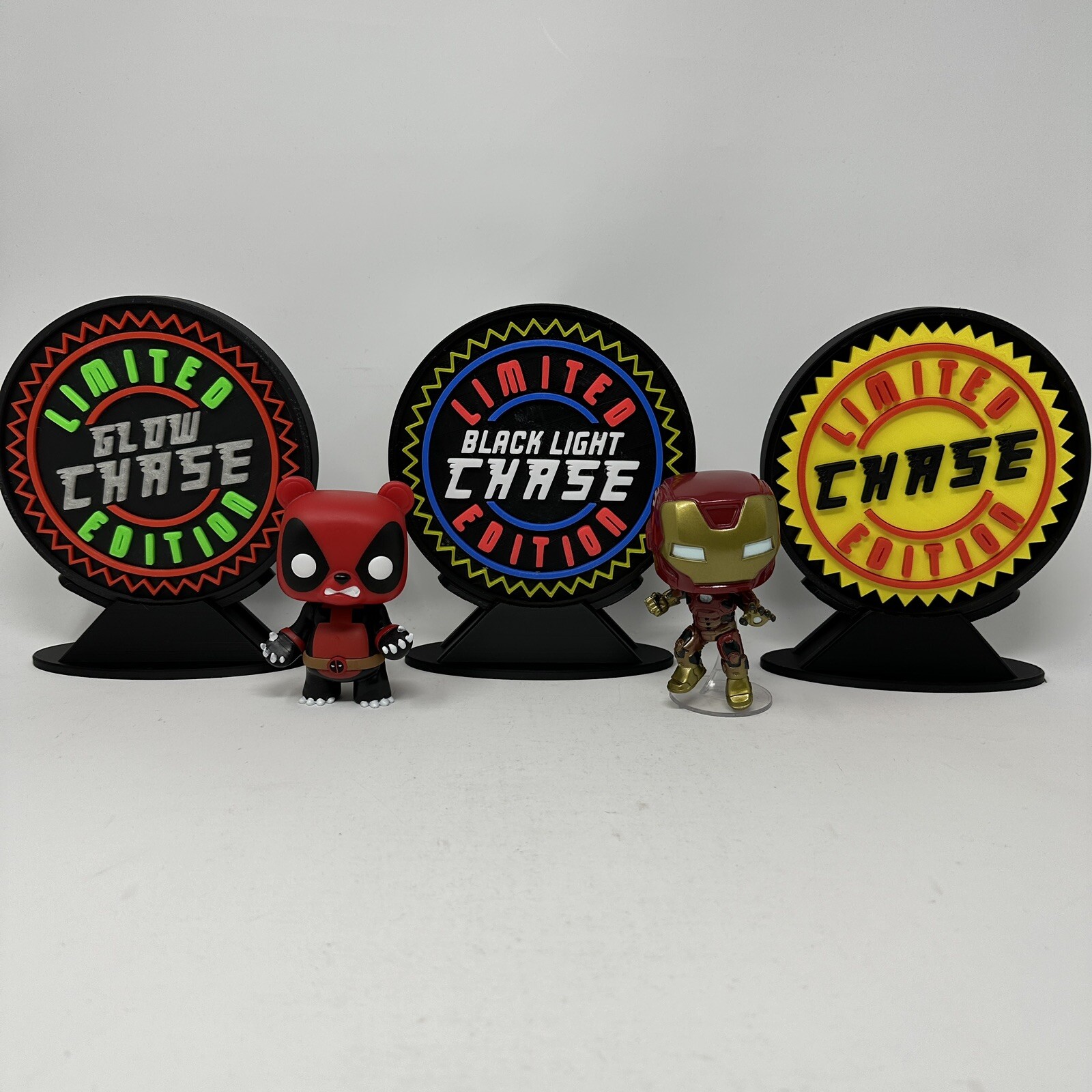 3D Printed  FUNKO CHASE (GITD) + Regular + Black Light FanSign for Your Pops