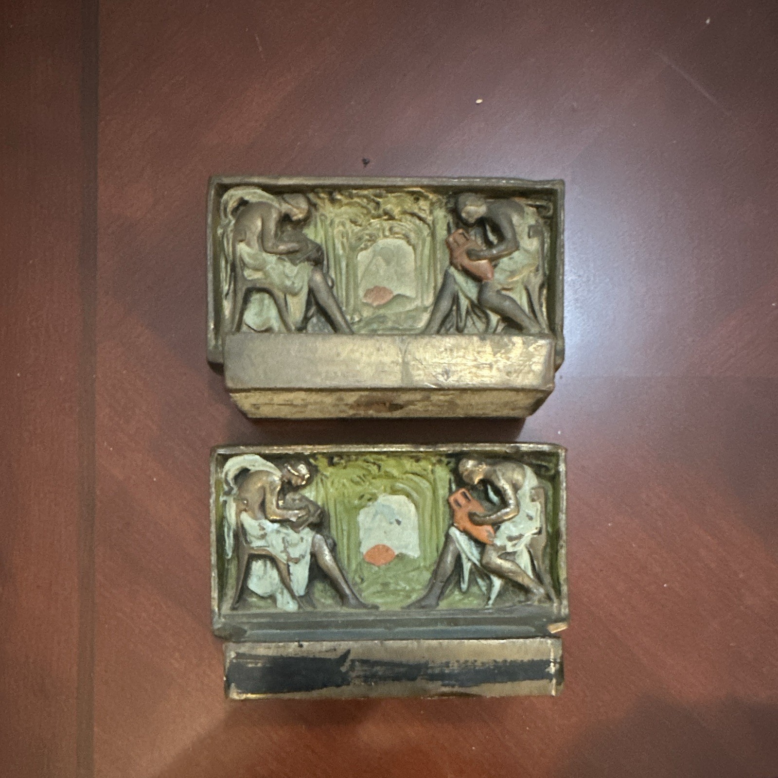Vintage 1920s Art Deco Pompeian Bronze Bookends Pair \