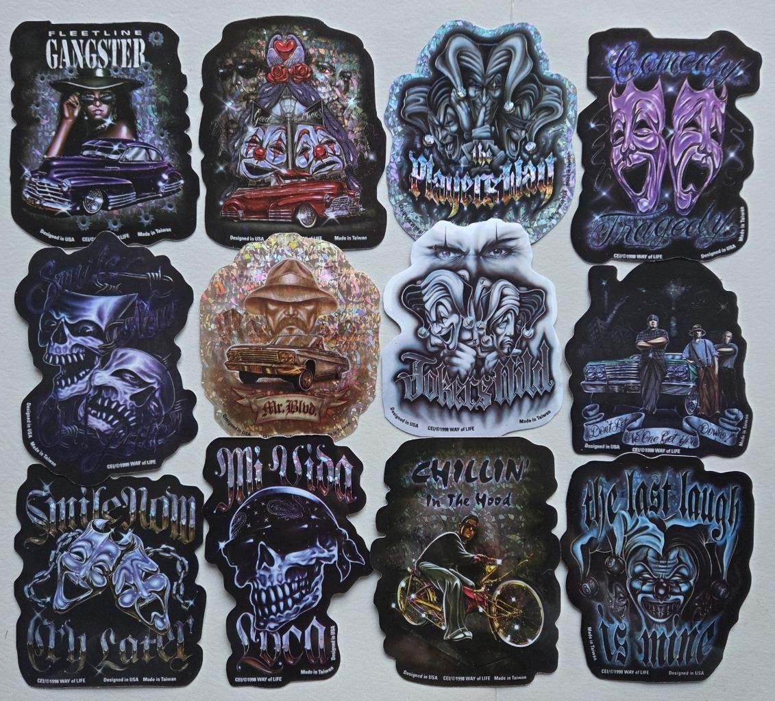 12 VTG 1998 Way of Life Prism Vending Machine Stickers, Lowrider Collectible NOS