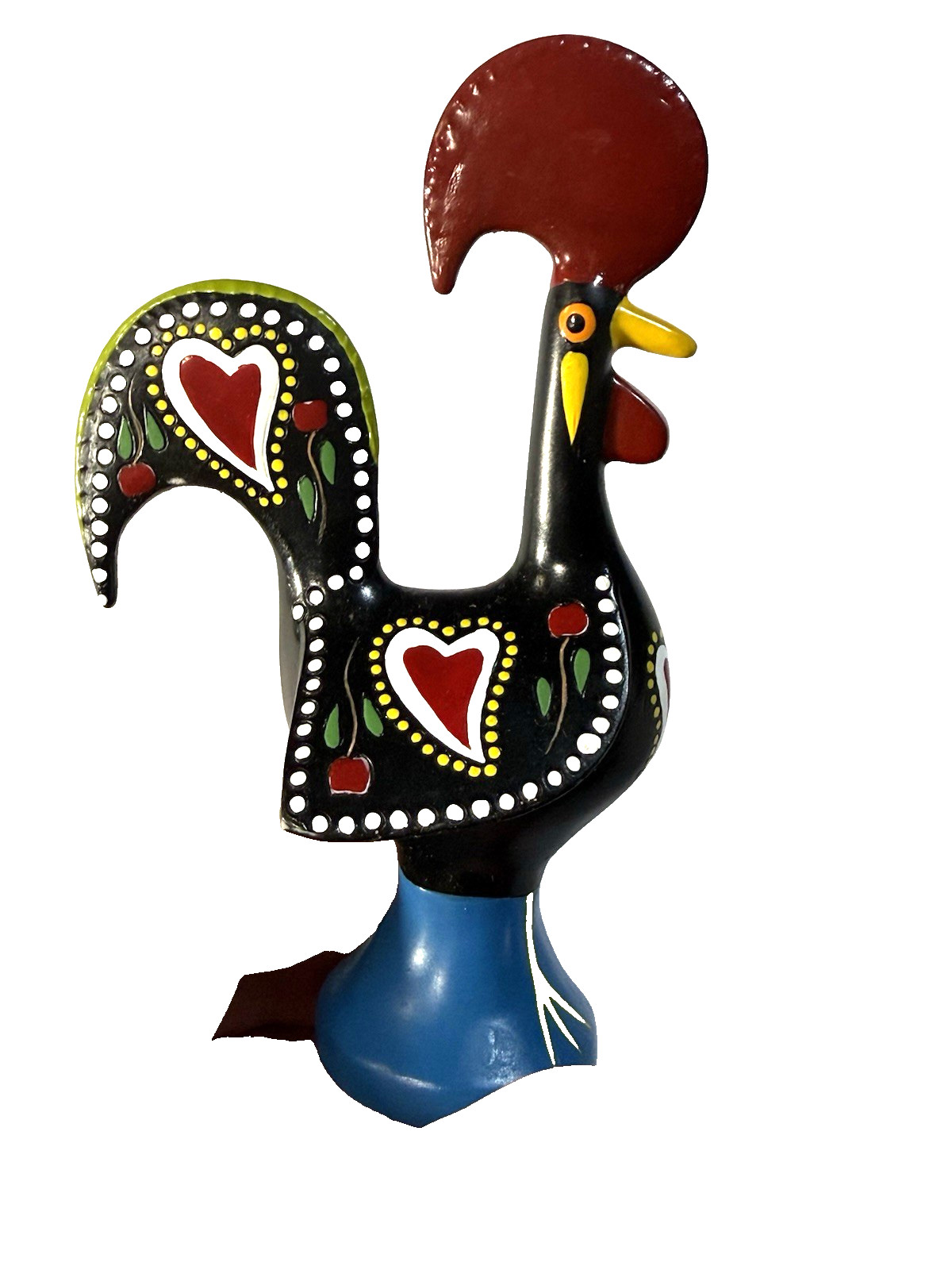 Vintage Portugal Folk Art Rooster Hand Painted Signed Figurine Vintage Portugal Folk Art Rooster Hand Painted Signed Figurine