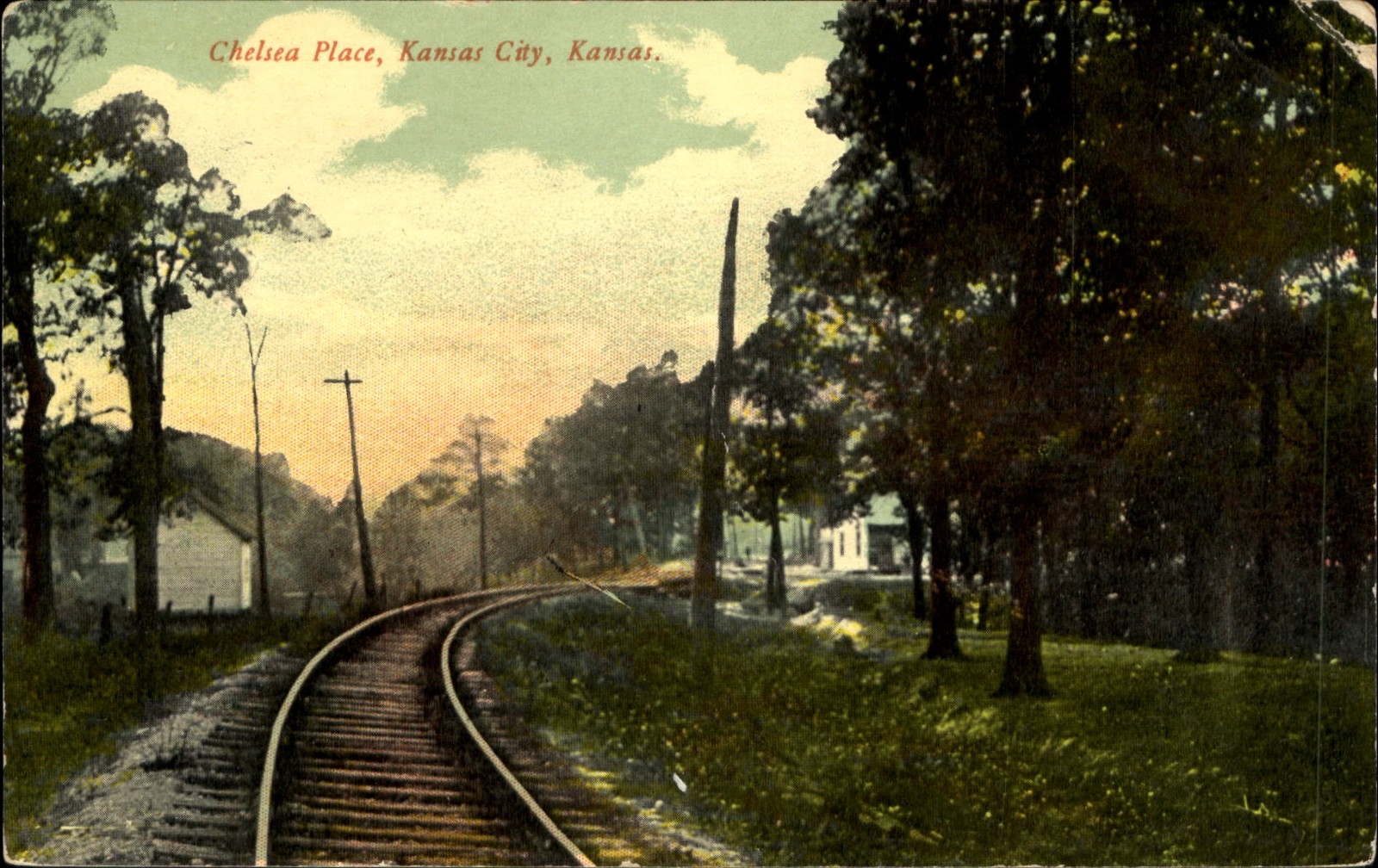 Chelsea Place ~ Kansas City Kansas ~ railroad tracks ~ mailed 1911 Iola KS