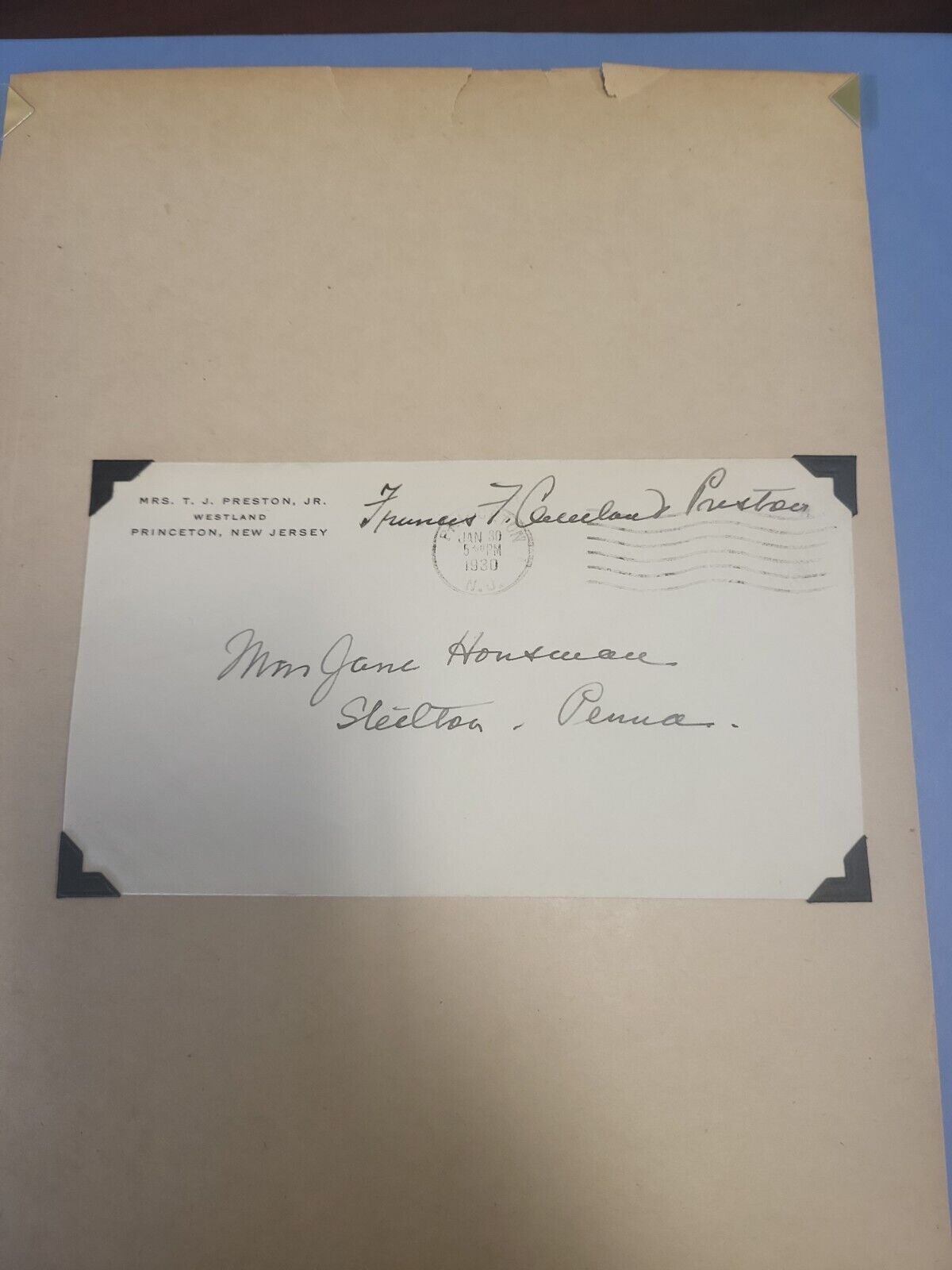 Frances Cleveland Preston Signed Envelope
